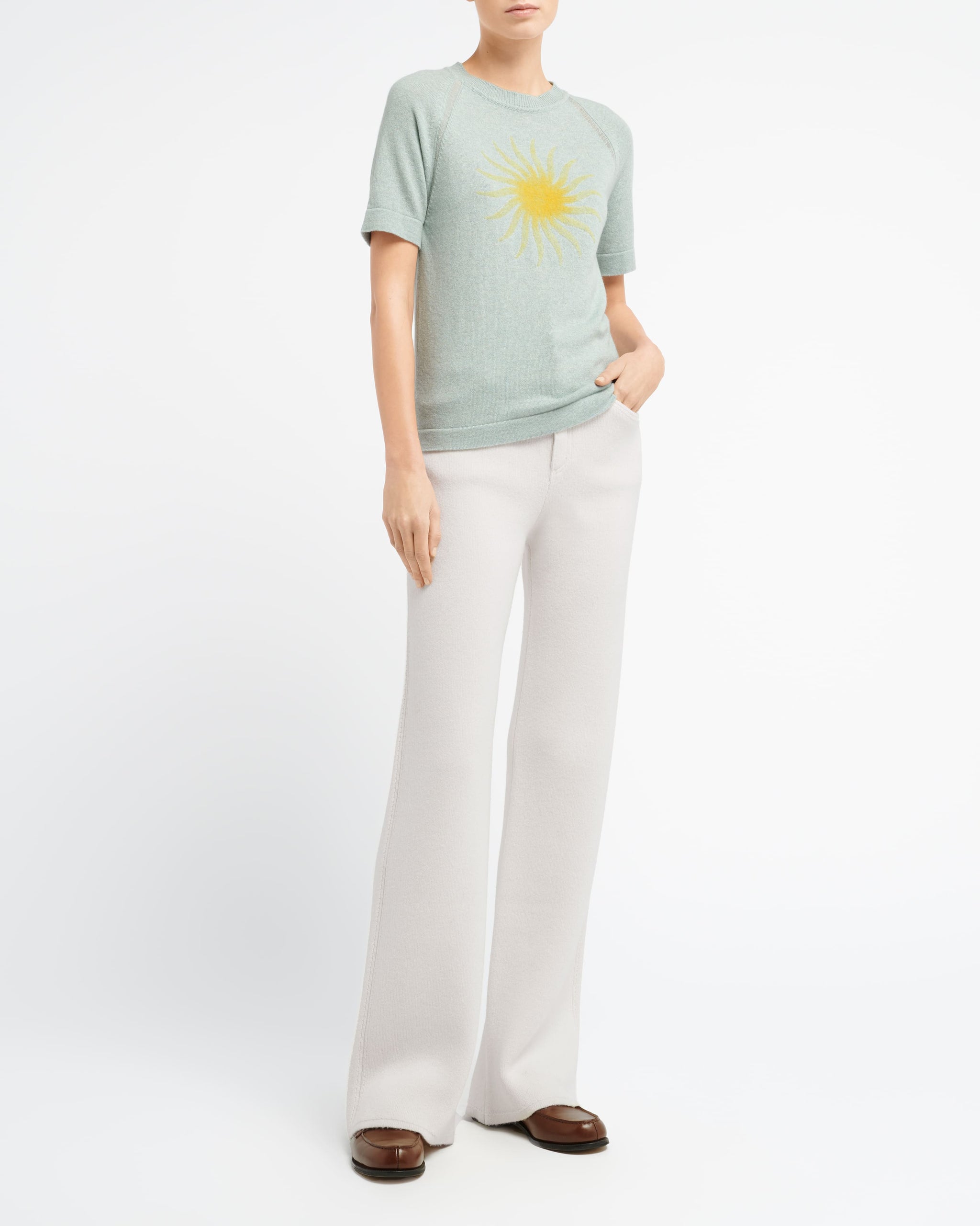 Haut à manches courtes en cachemire à motif soleil | Barrie - Barrie