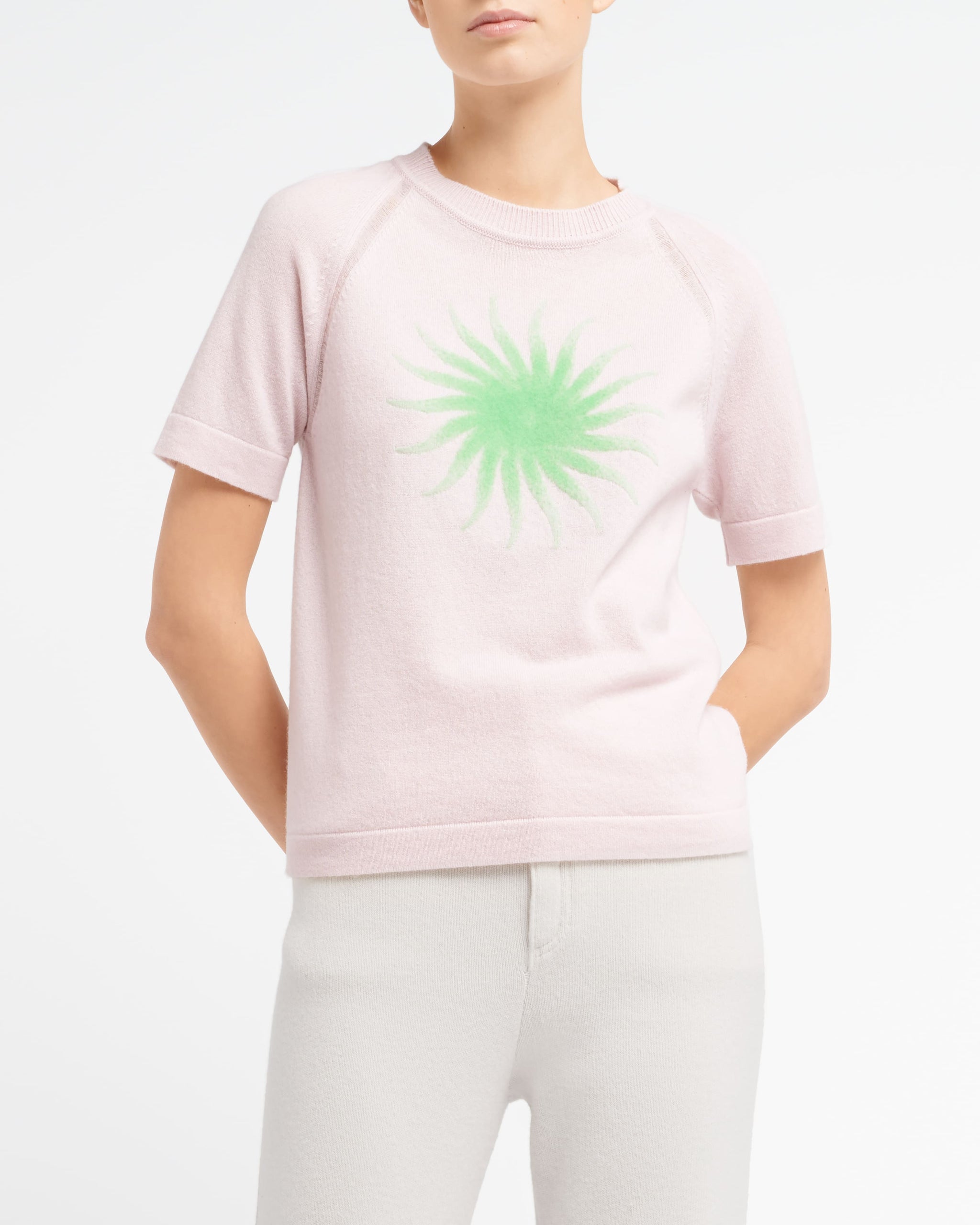 Haut à manches courtes en cachemire à motif soleil | Barrie - Barrie