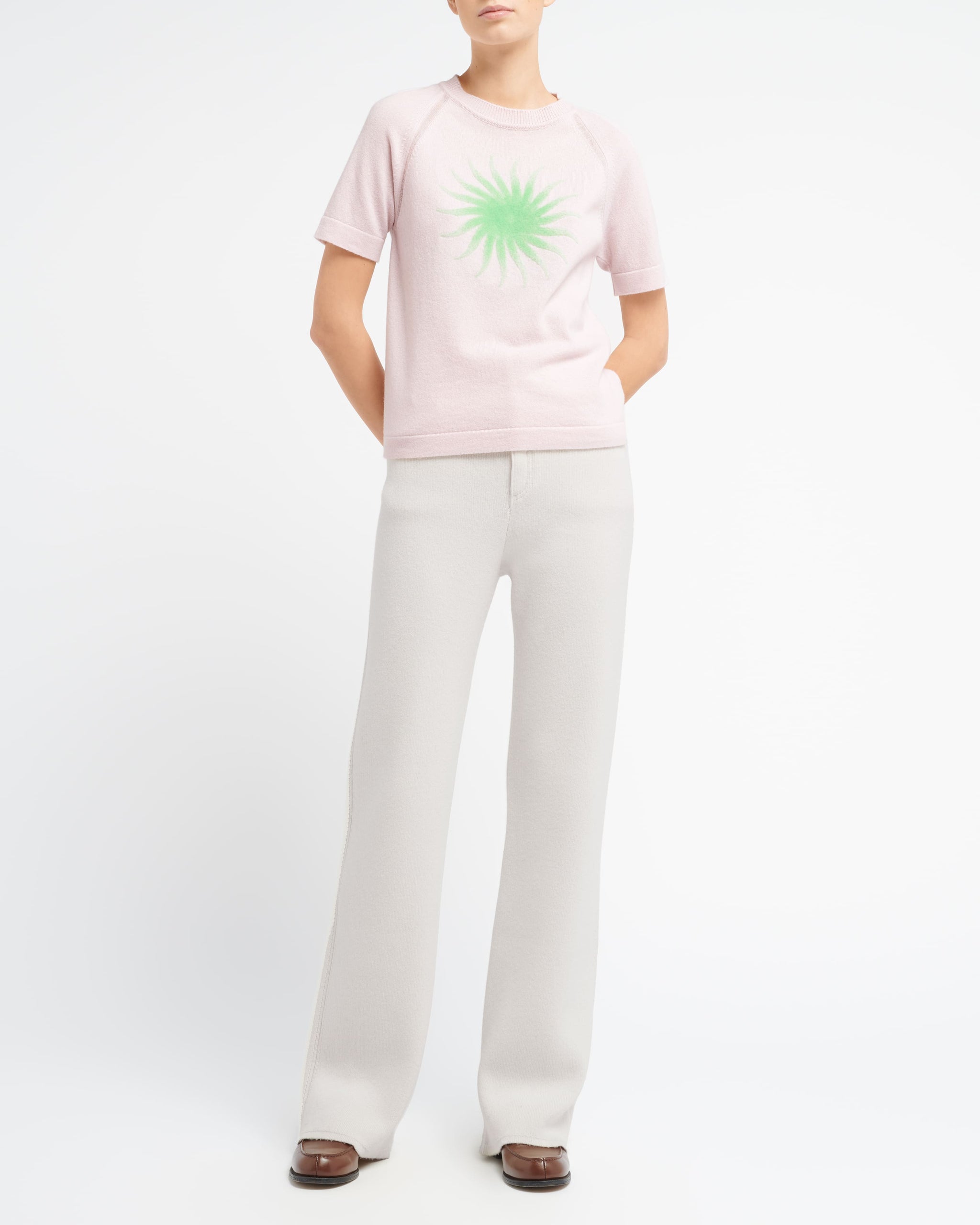 Haut à manches courtes en cachemire à motif soleil | Barrie - Barrie