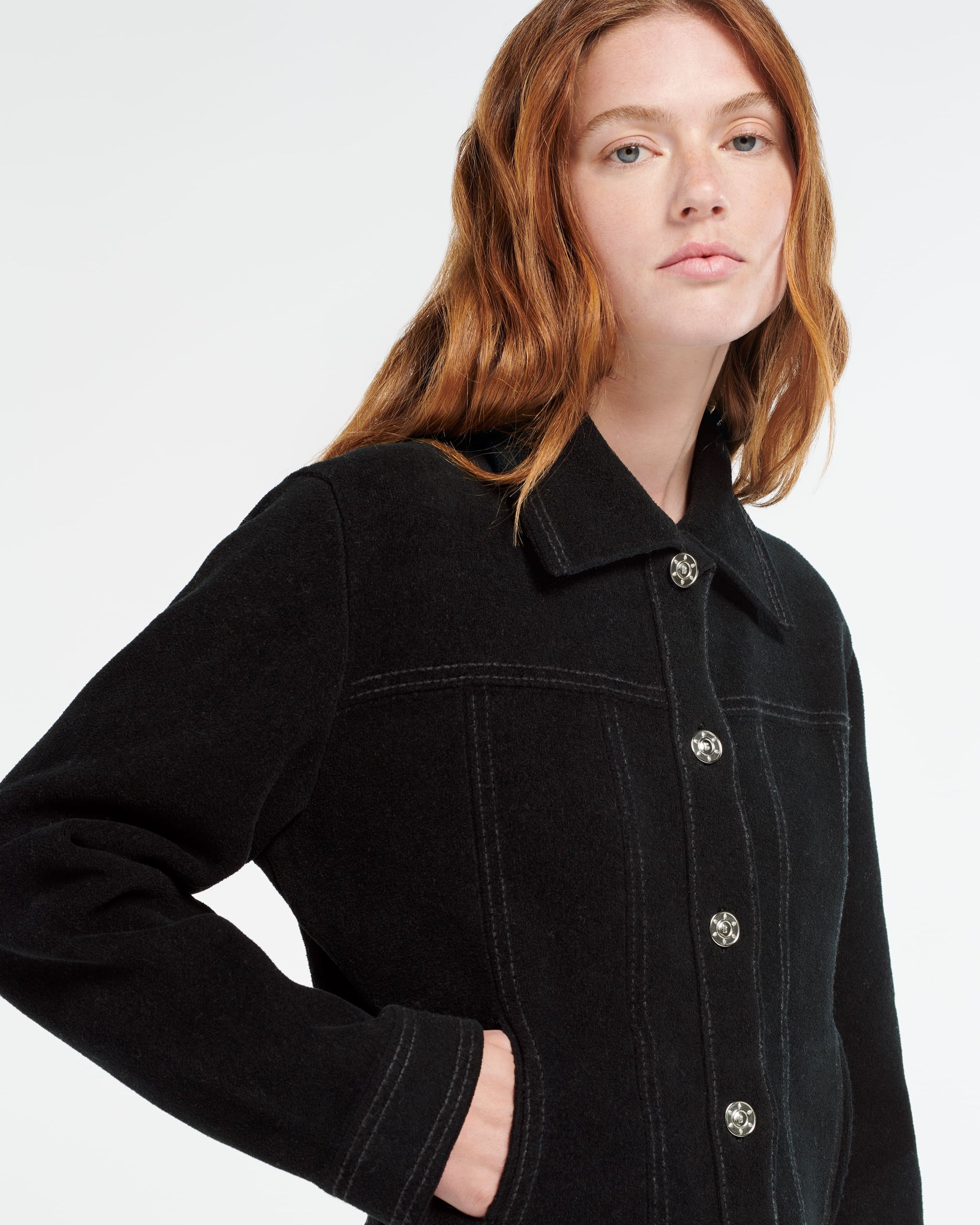 Suede-effect jacket in cashmere and cotton | Barrie - Barrie