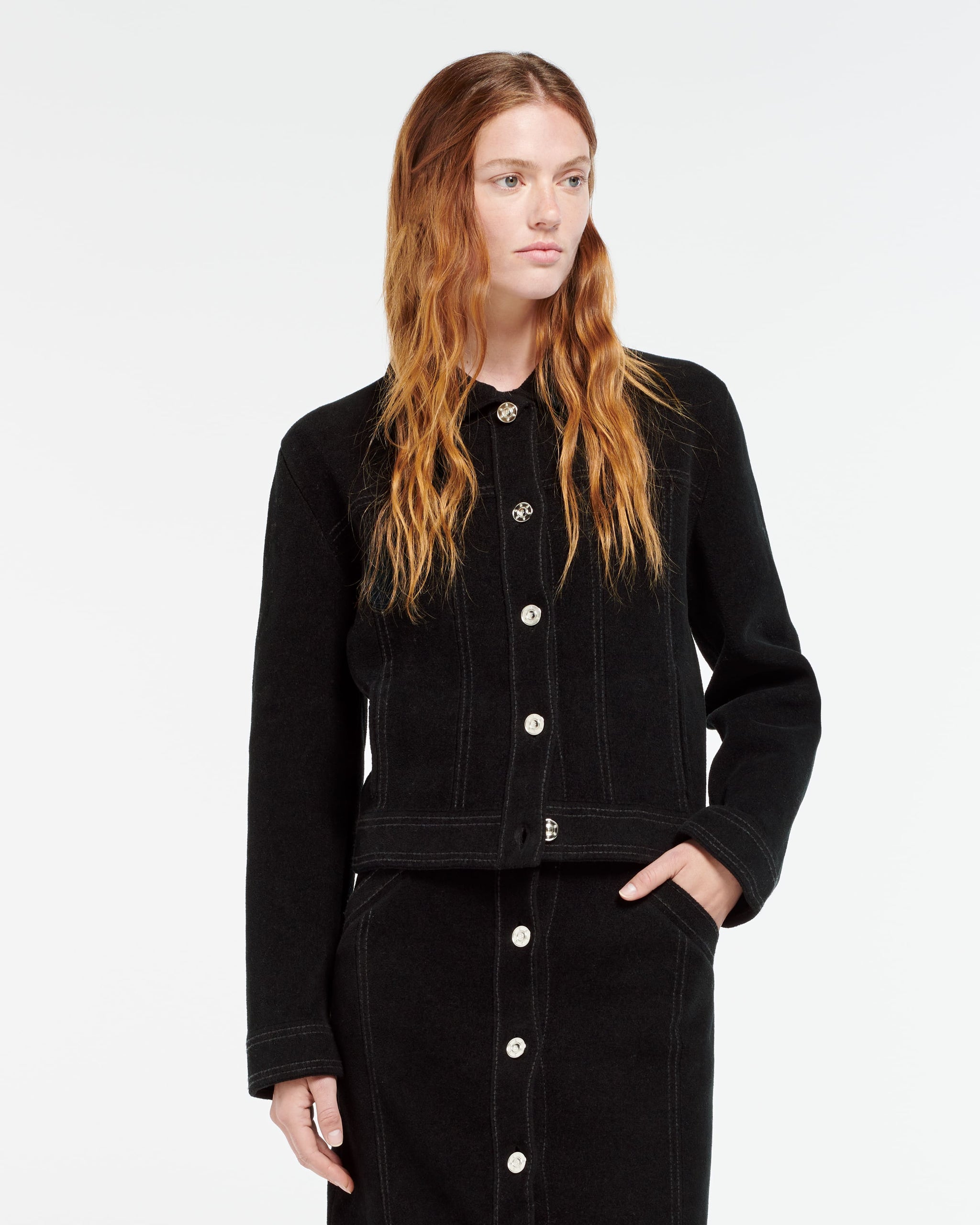 Suede-effect jacket in cashmere and cotton | Barrie - Barrie