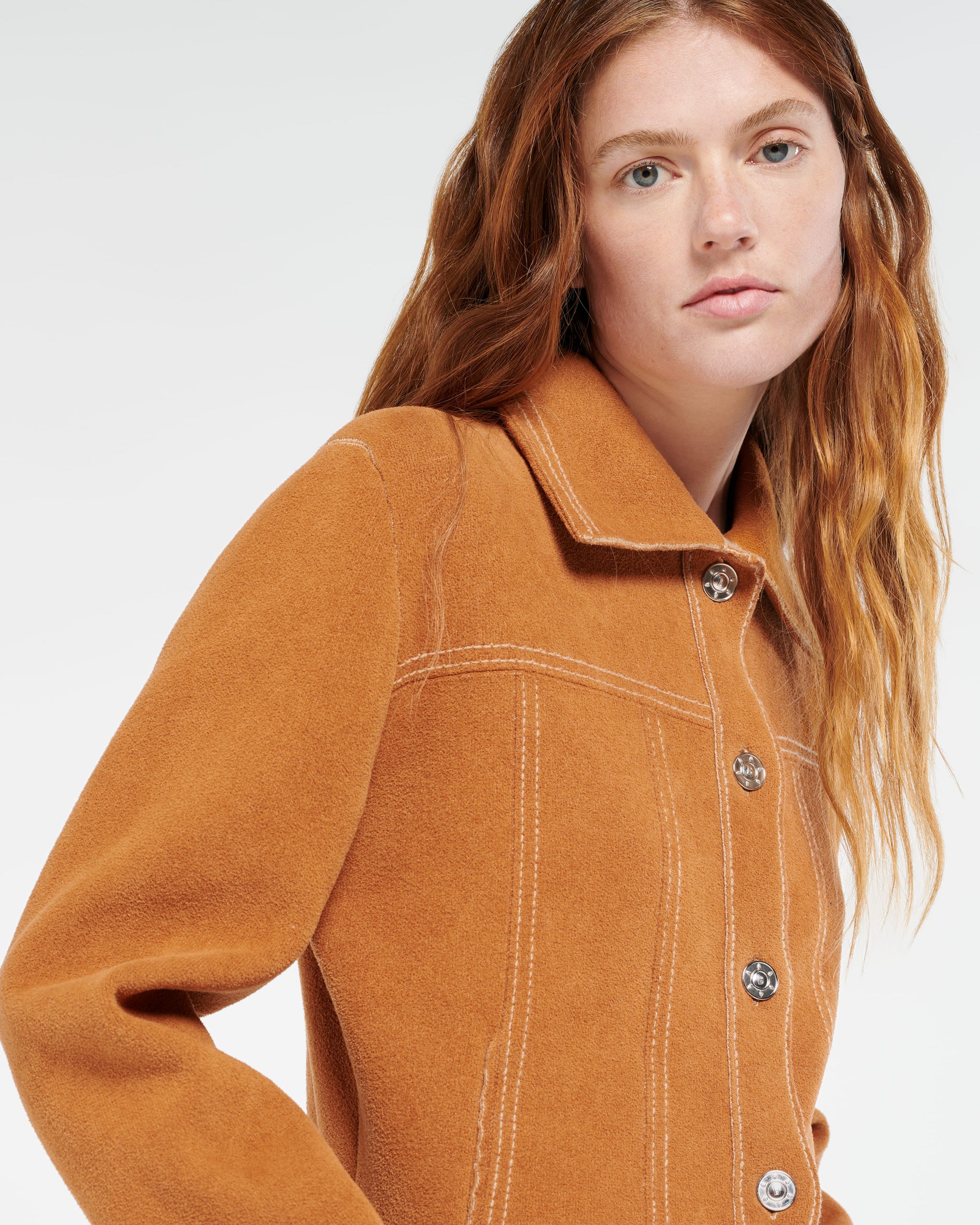 Suede-effect jacket in cashmere and cotton | Barrie - Barrie