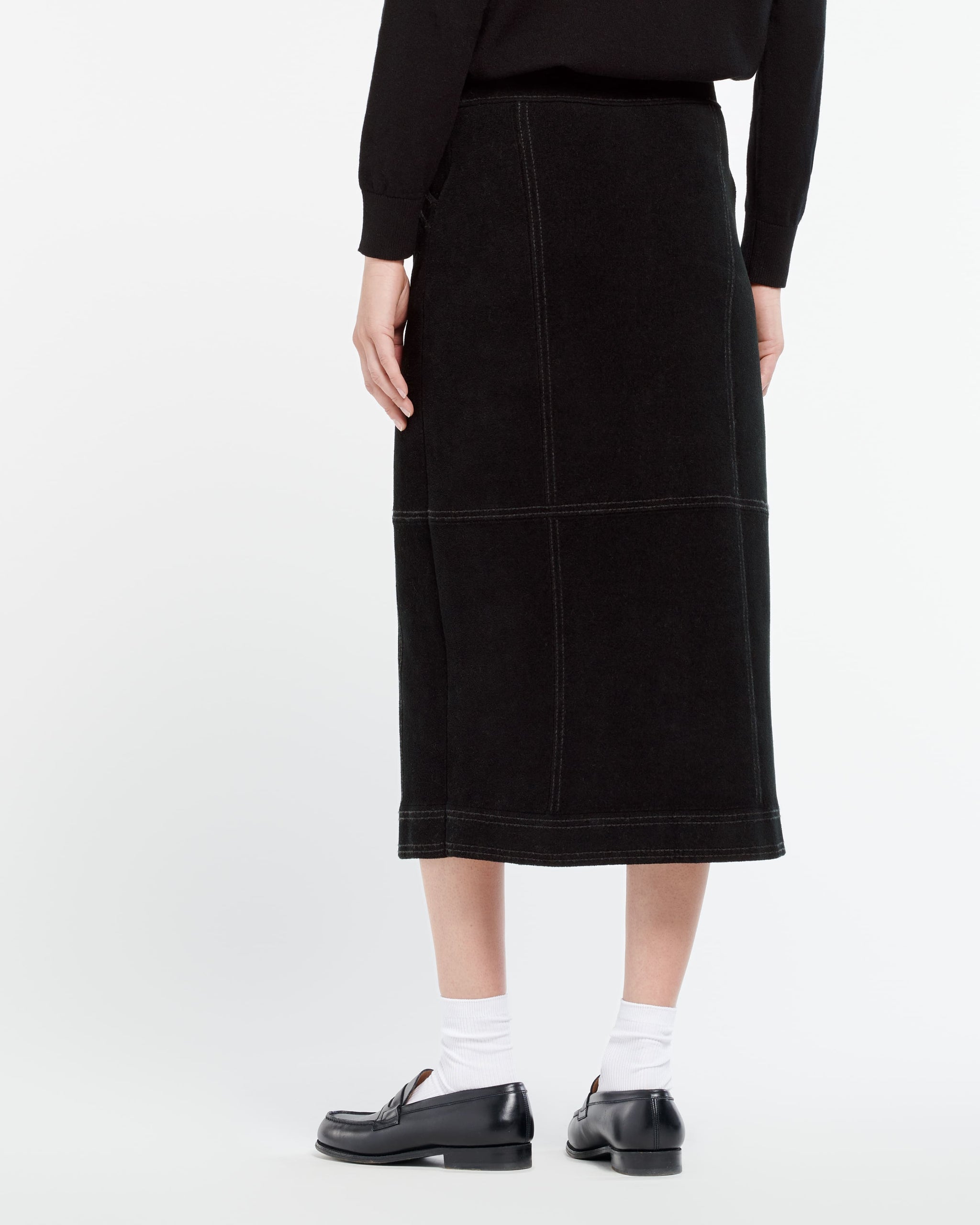 캐시미어와 면 스웨이드 효과 맥시 스커트 | Barrie - Barrie