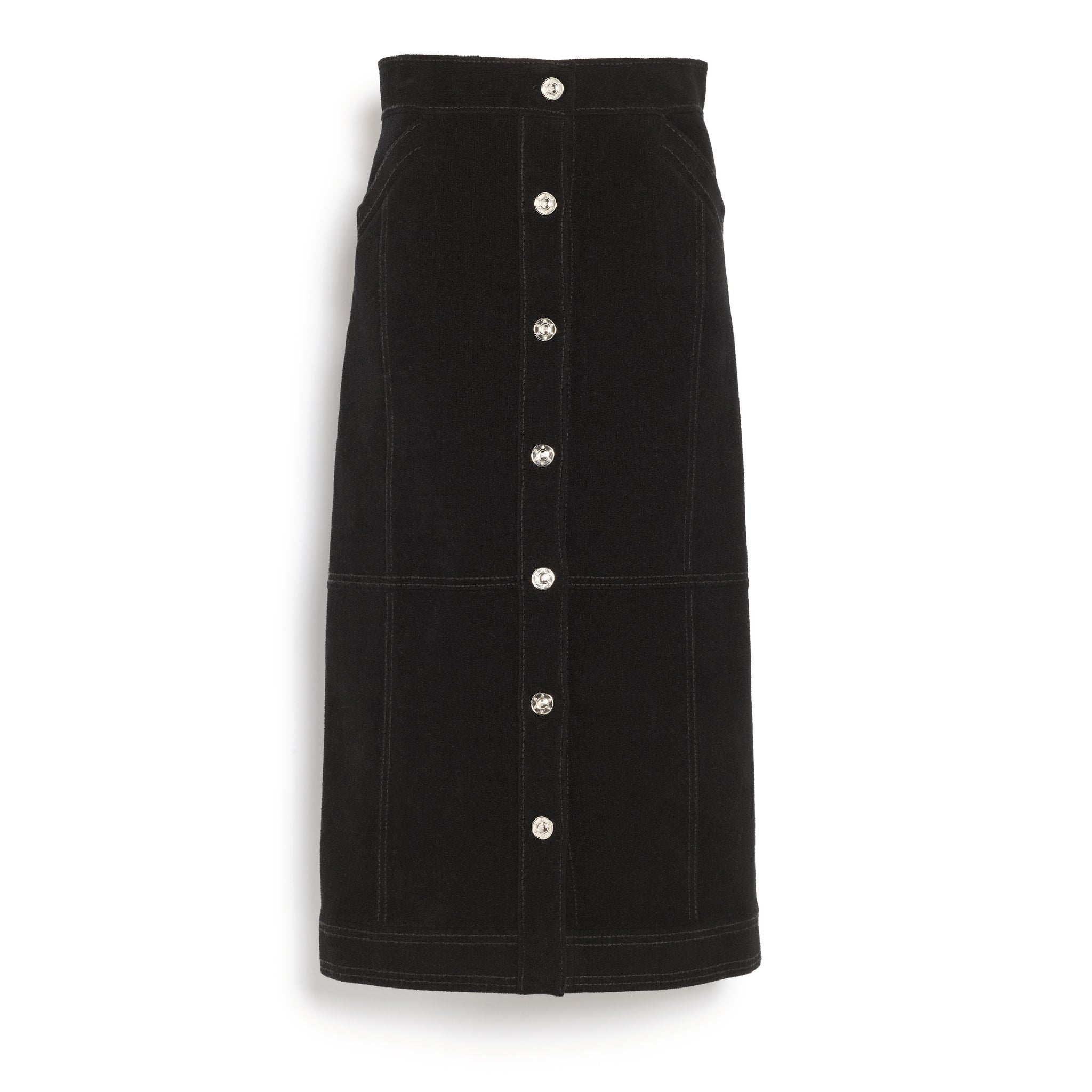 Suede-effect long skirt in cashmere and cotton | Barrie - Barrie