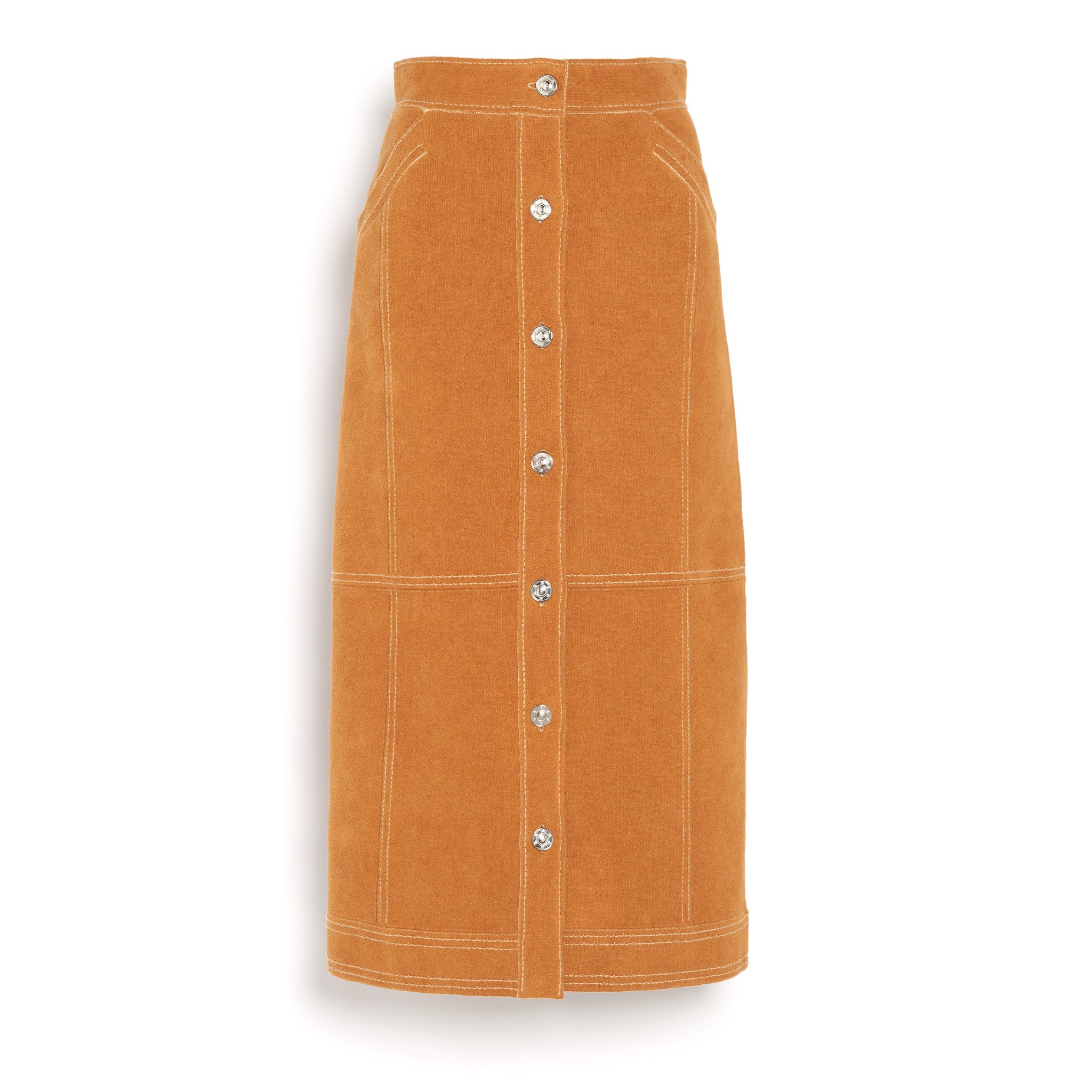 Suede-effect long skirt in cashmere and cotton | Barrie - Barrie