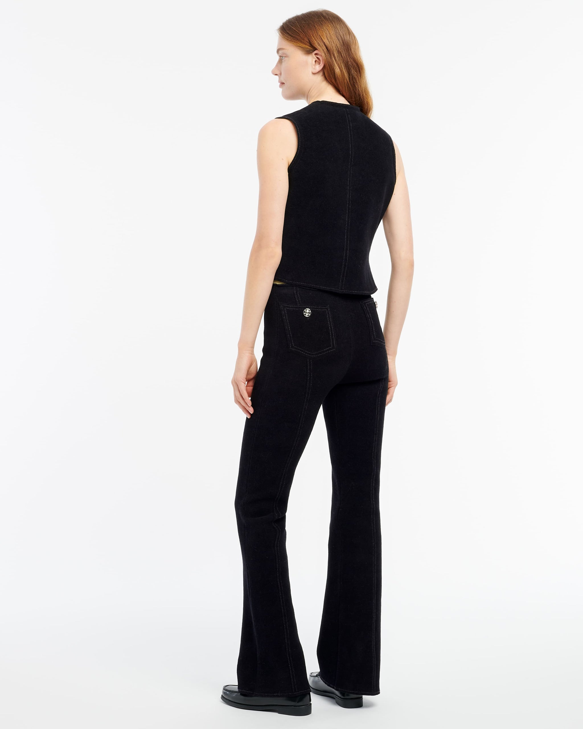 Suede-effect trousers in cashmere and cotton | Barrie - Barrie