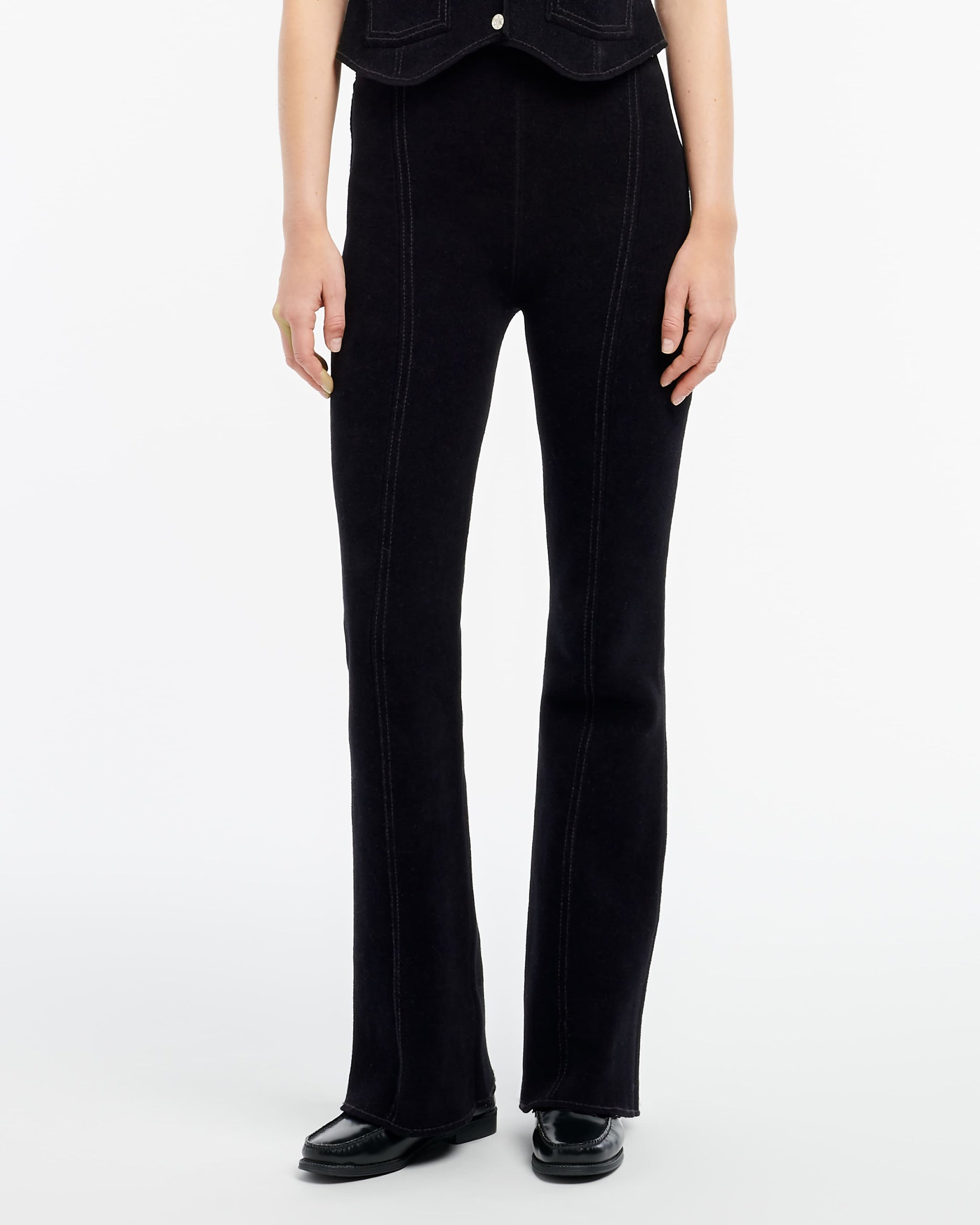 Suede-effect trousers in cashmere and cotton | Barrie - Barrie