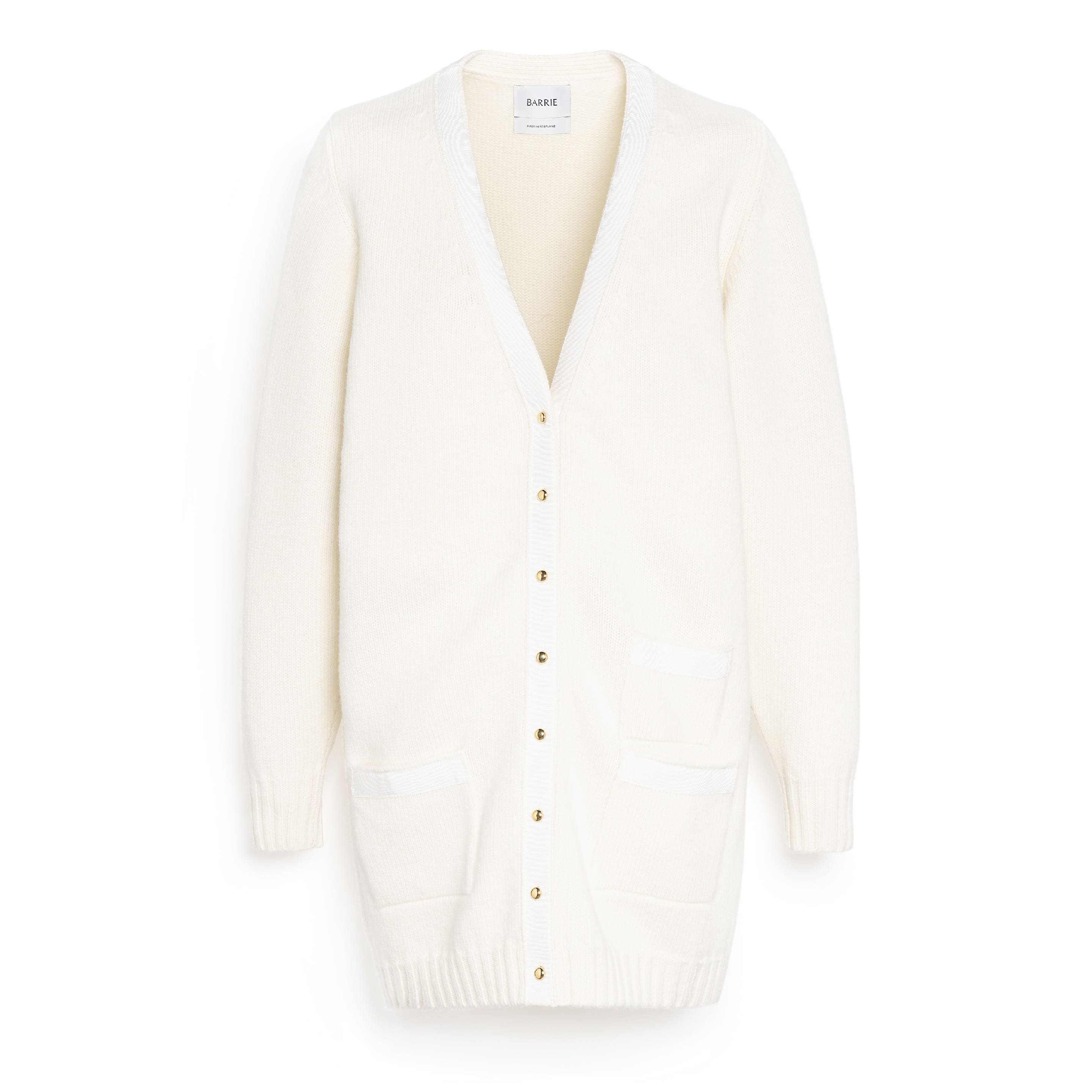 Long wool cardigan with ribbon detail