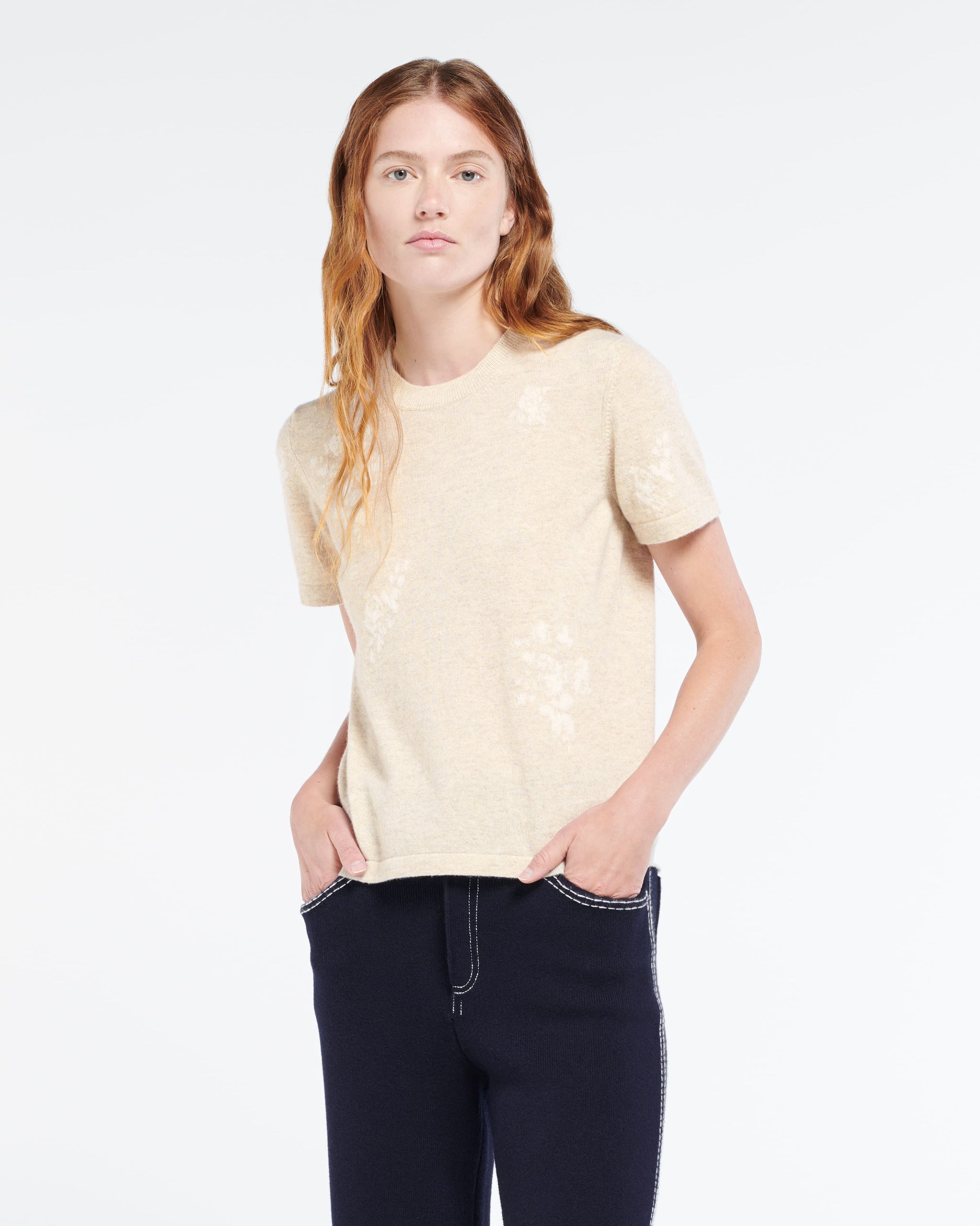 Top en cachemire à motif fleuri | Barrie - Barrie