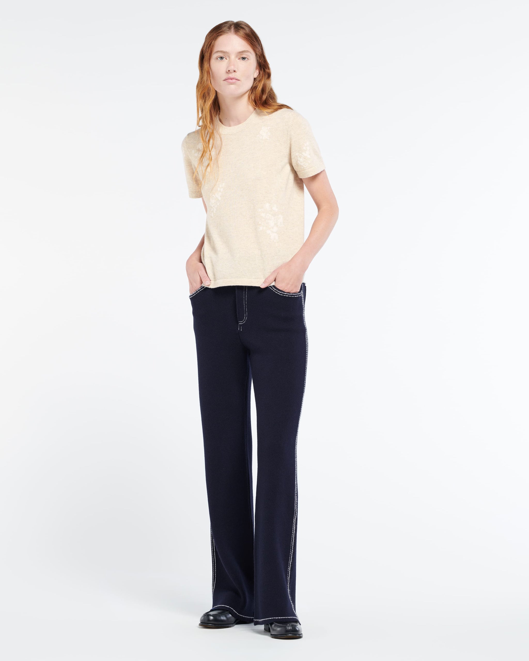 Top en cachemire à motif fleuri | Barrie - Barrie