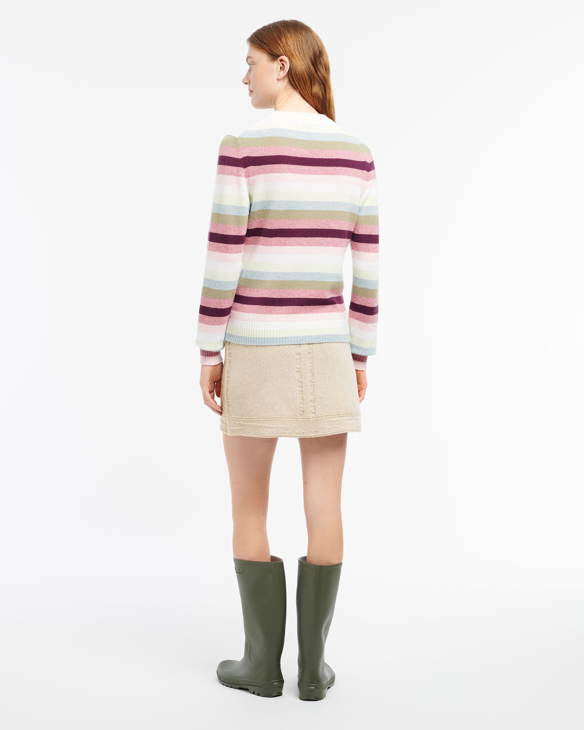 Striped cashmere 3D logo round-neck jumper | Barrie - Barrie