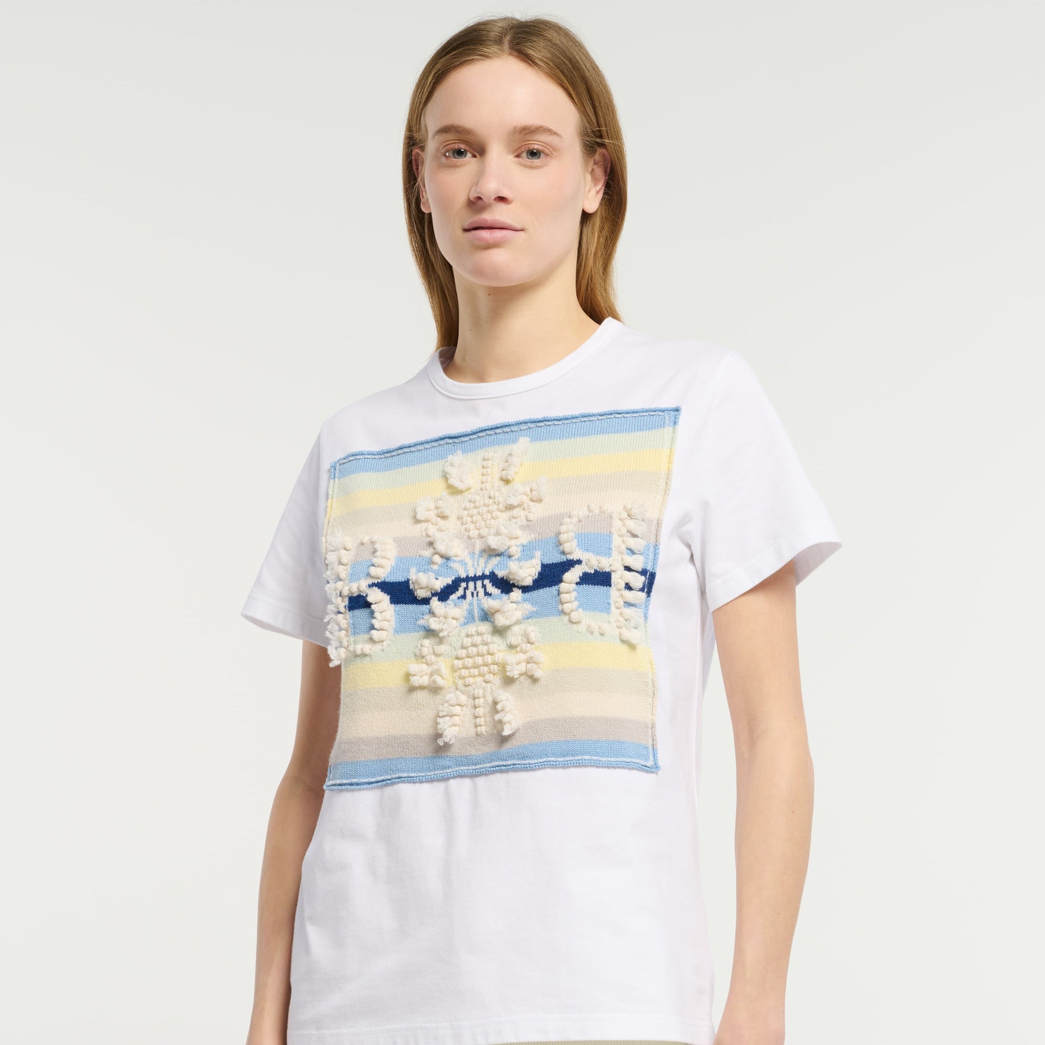 T-shirt avec patch logo B à rayures en cachemire - Barrie