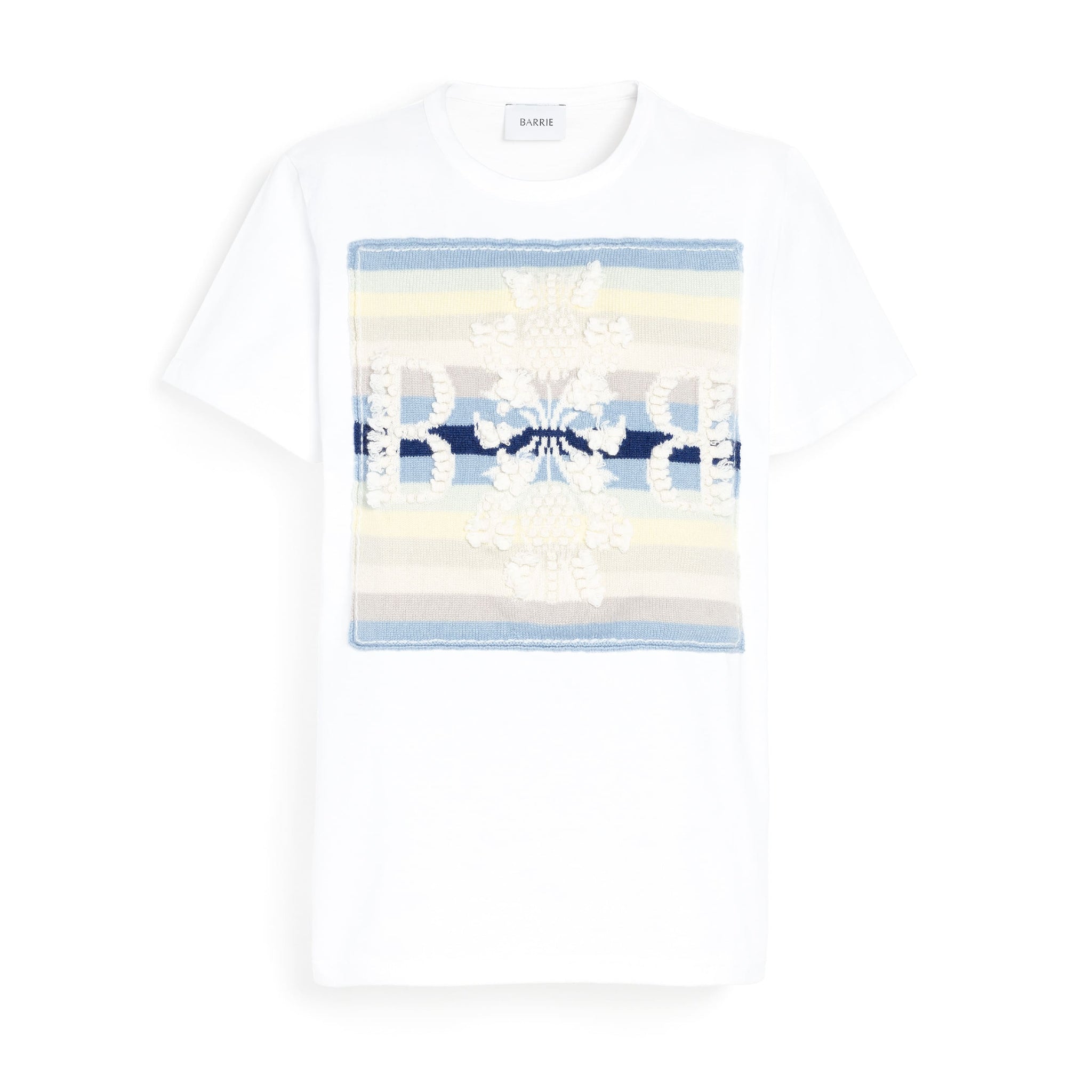 캐시미어 B 로고 패치 장식 스트라이프 티셔츠 | Barrie - Barrie
