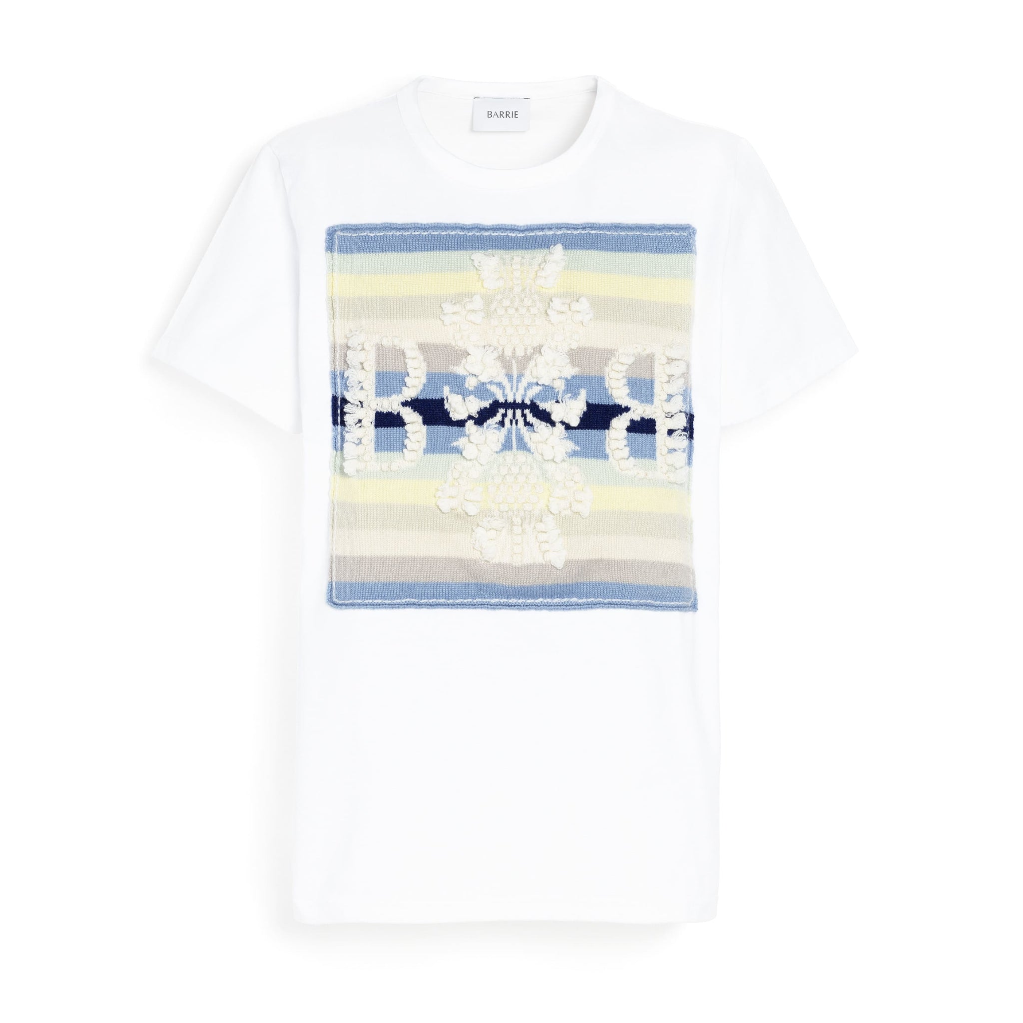 T-shirt avec patch logo B à rayures en cachemire | Barrie - Barrie