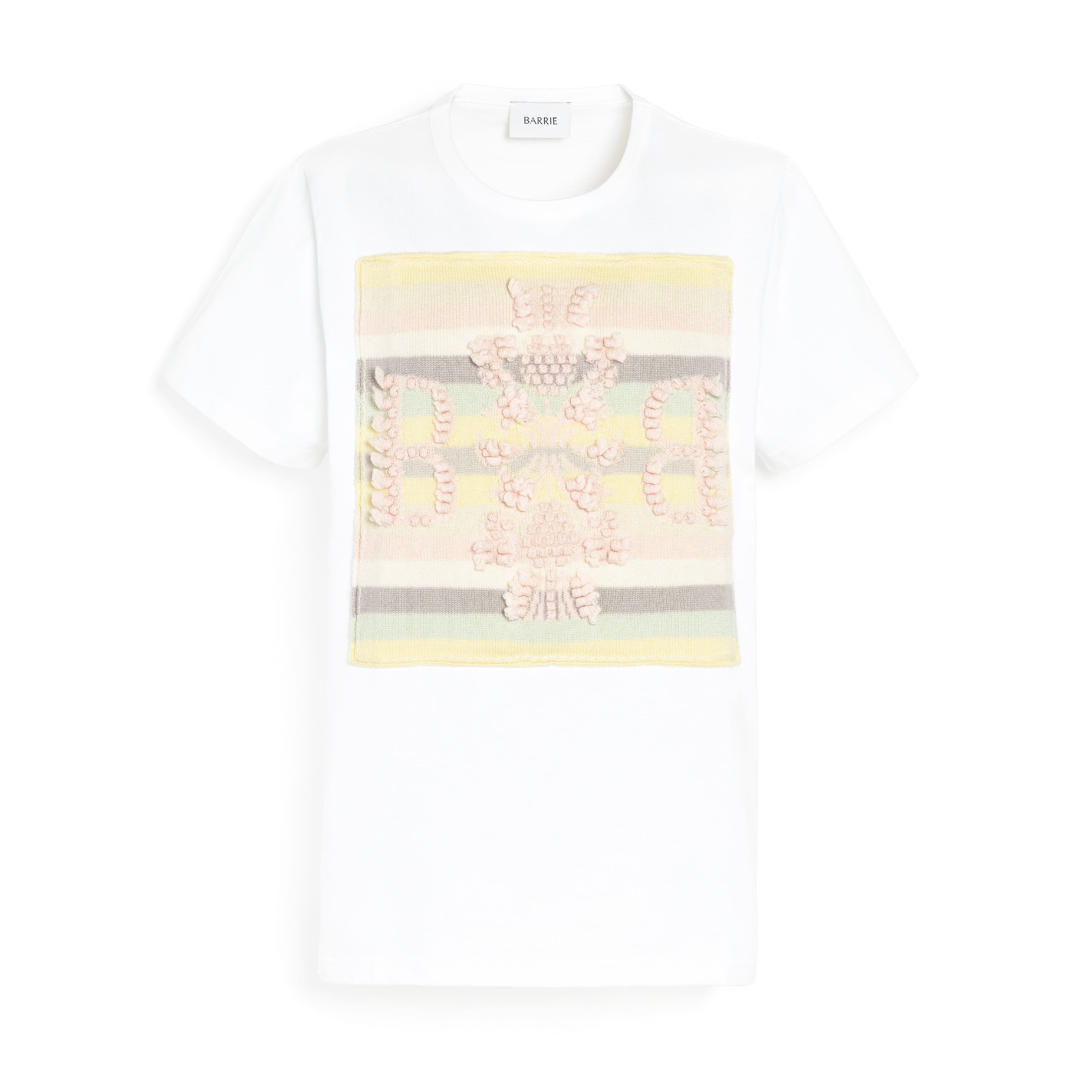 T-shirt avec patch logo B à rayures en cachemire