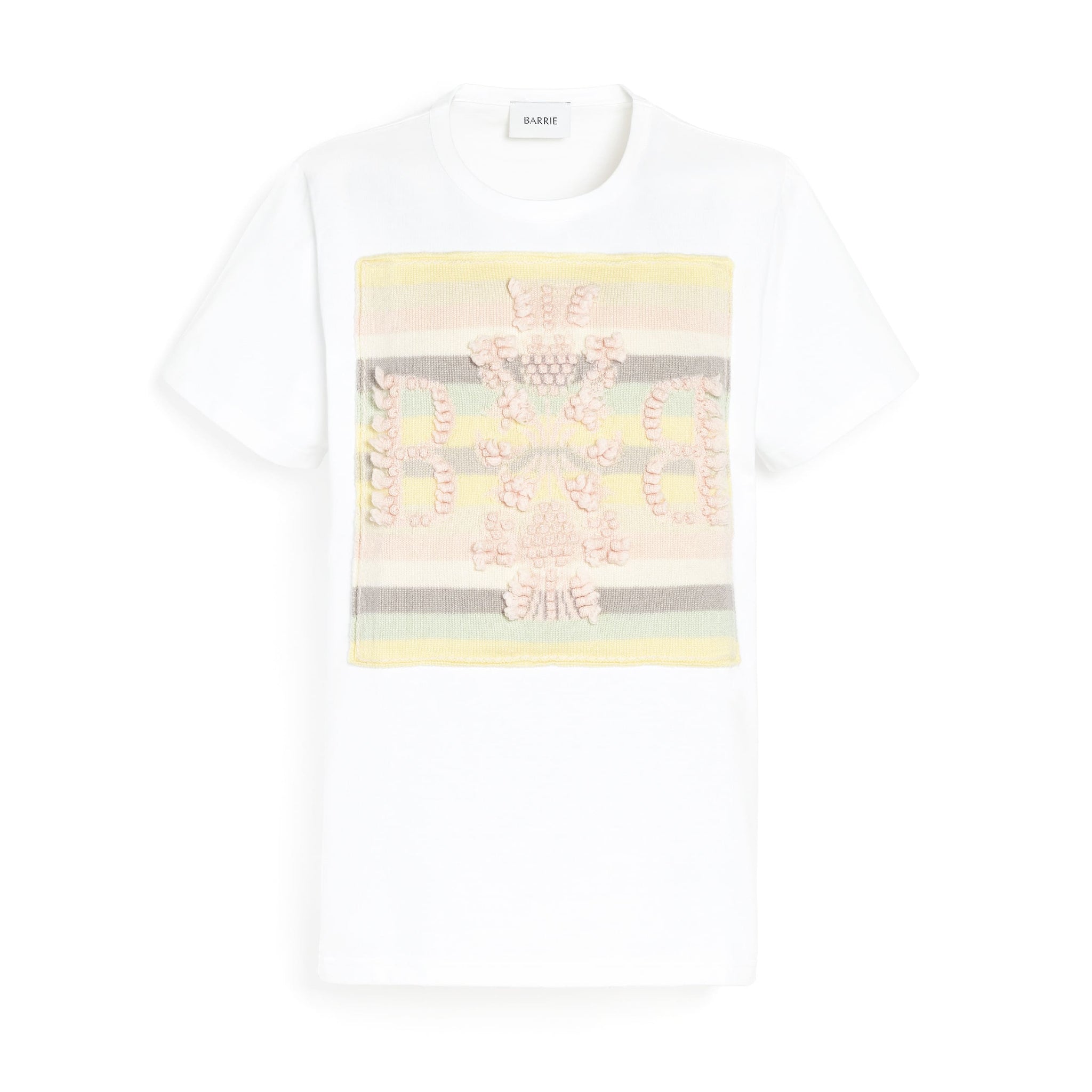 T-shirt avec patch logo B à rayures en cachemire | Barrie - Barrie