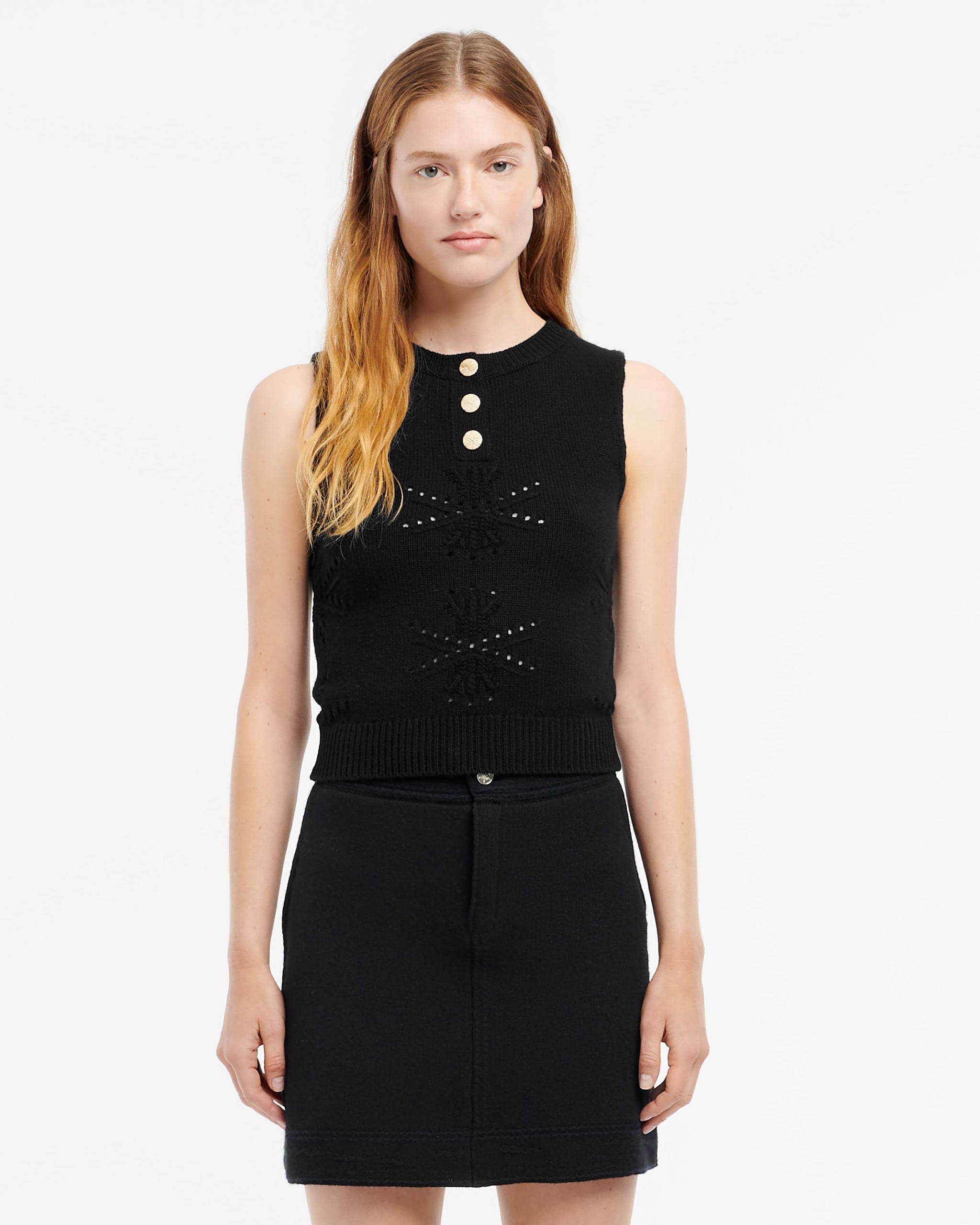 Cashmere and cotton top with an all-over motif | Barrie - Barrie