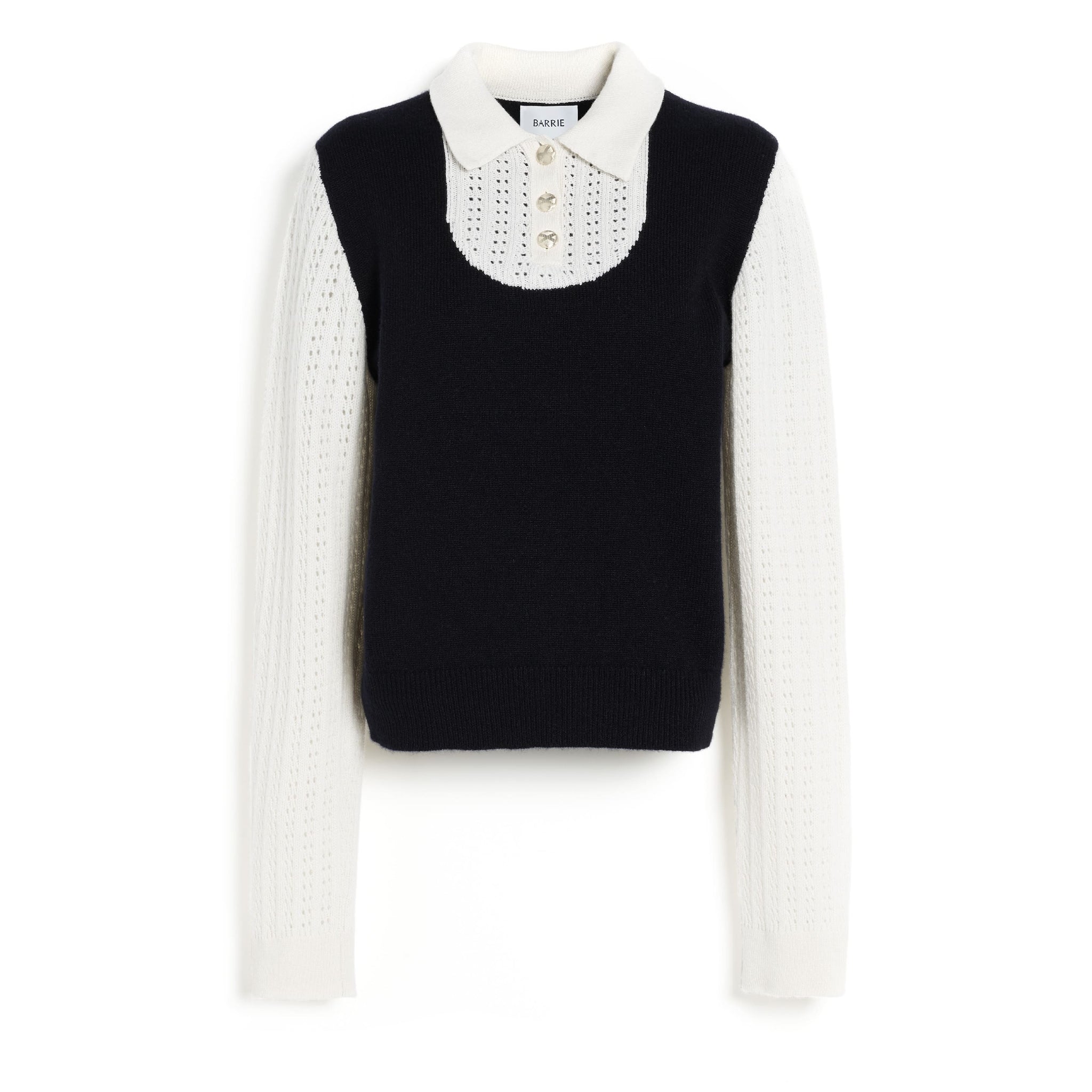 Cashmere lace jumper with polo shirt collar | Barrie - Barrie