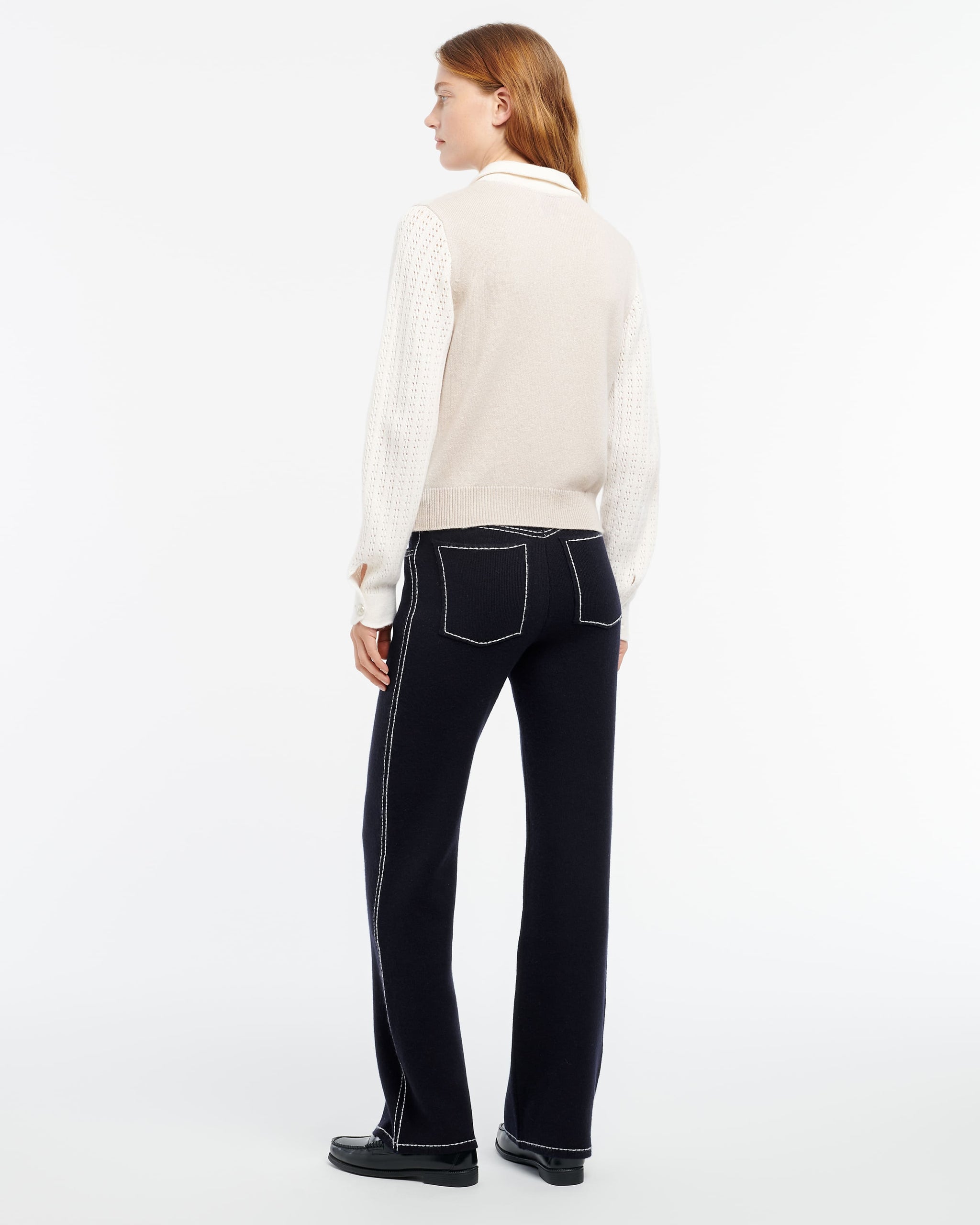 Cashmere lace jumper with polo shirt collar | Barrie - Barrie