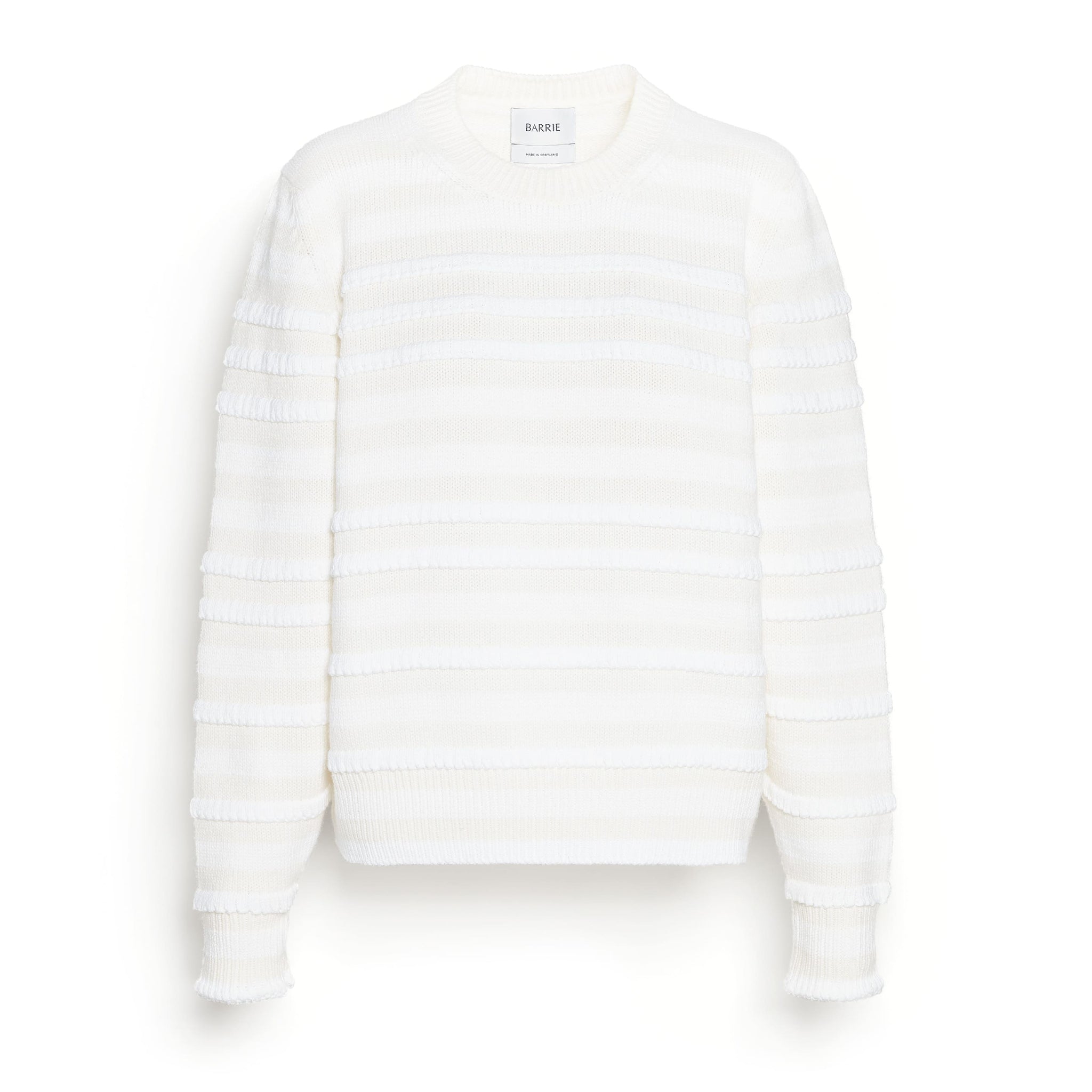 Pull col rond en cachemire et coton à rayures | Barrie - Barrie