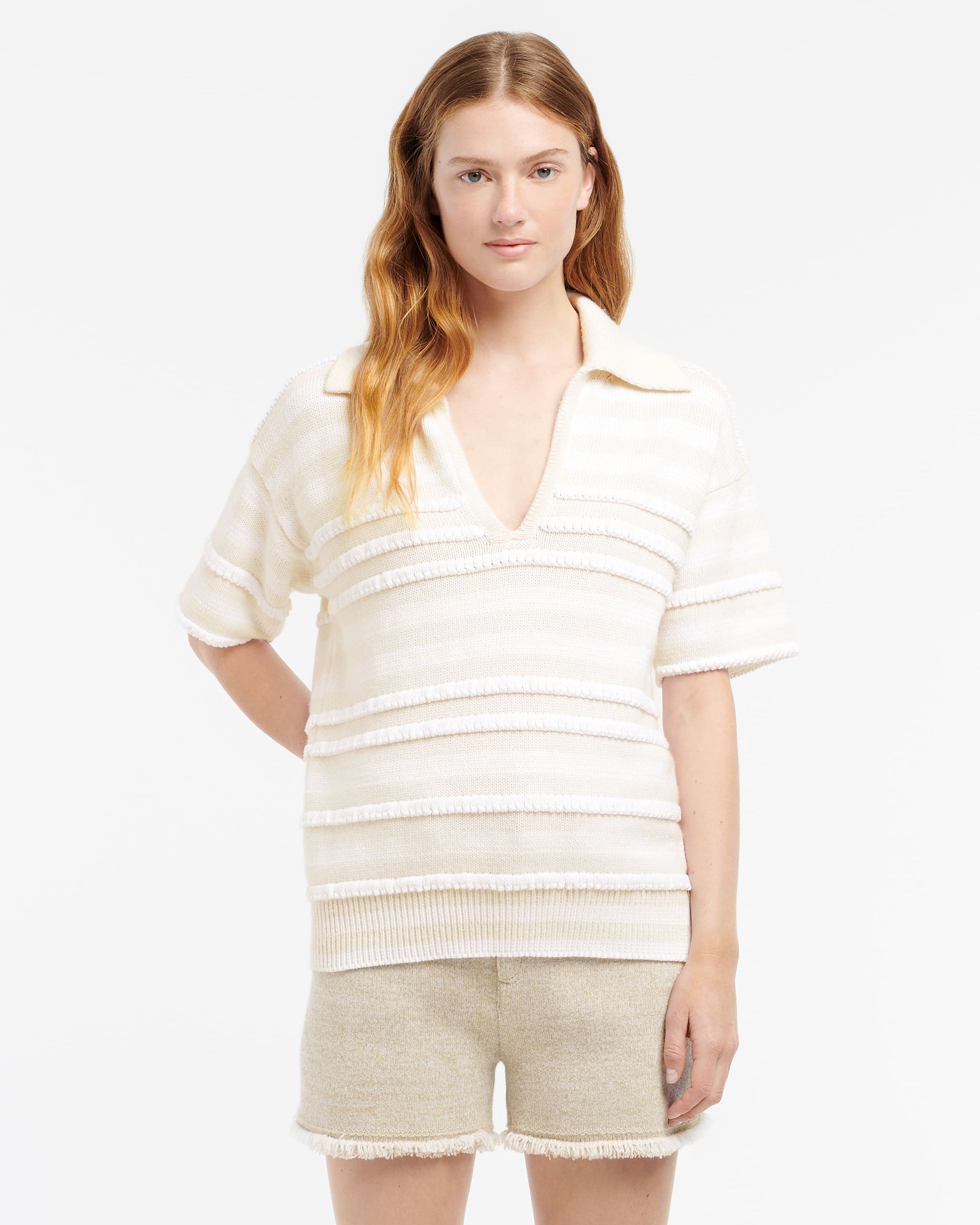 Polo en cachemire et coton à rayures | Barrie - Barrie