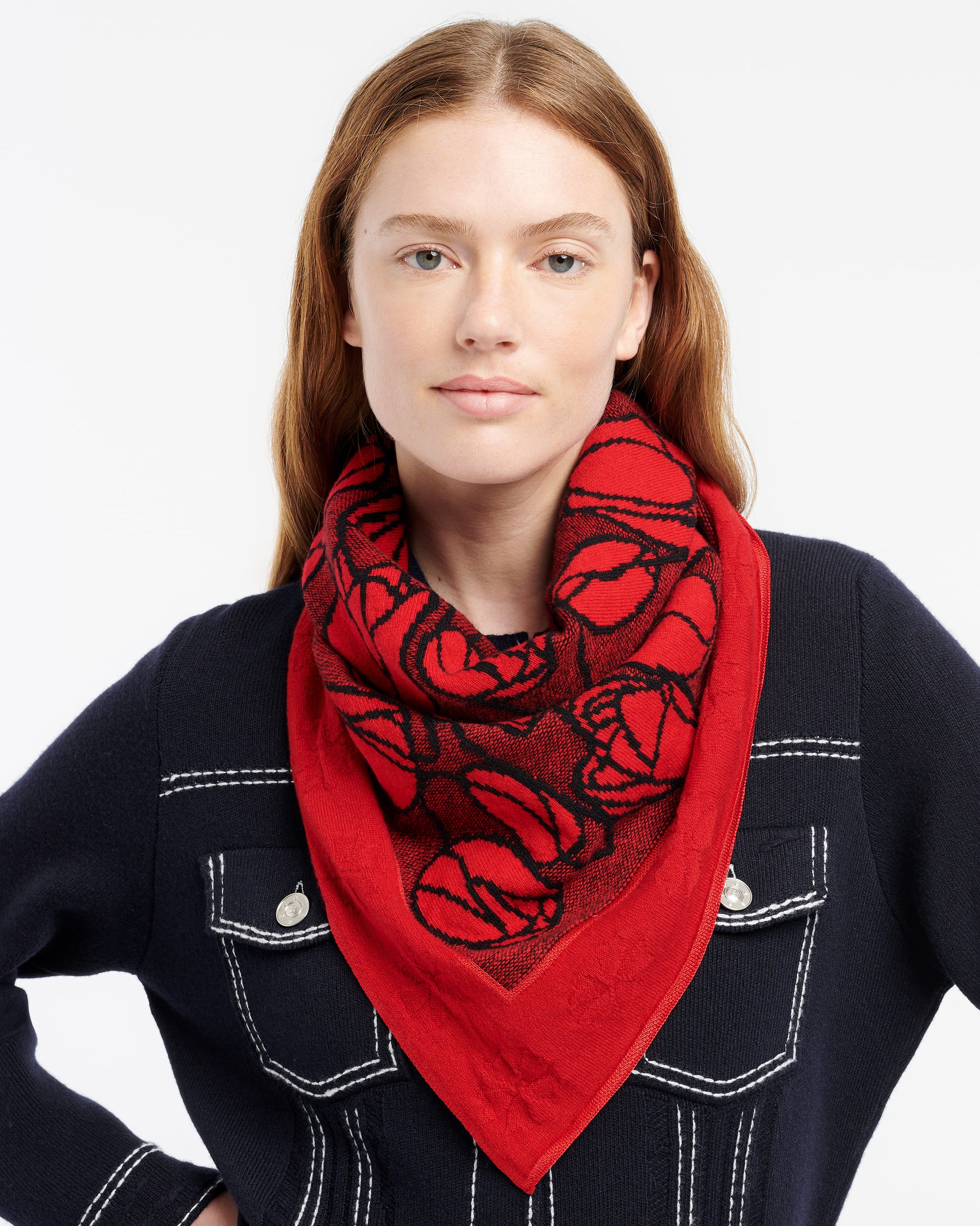 Cashmere scarf with floral motif | Barrie - Barrie