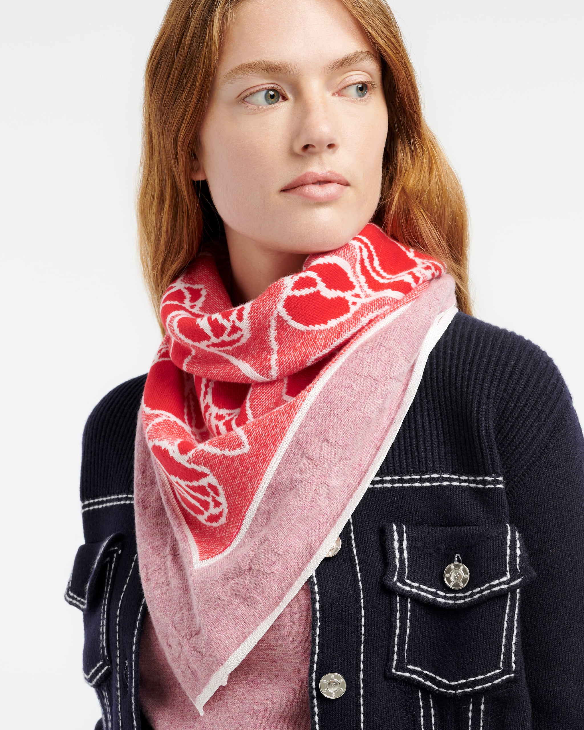 Cashmere scarf with floral motif | Barrie - Barrie