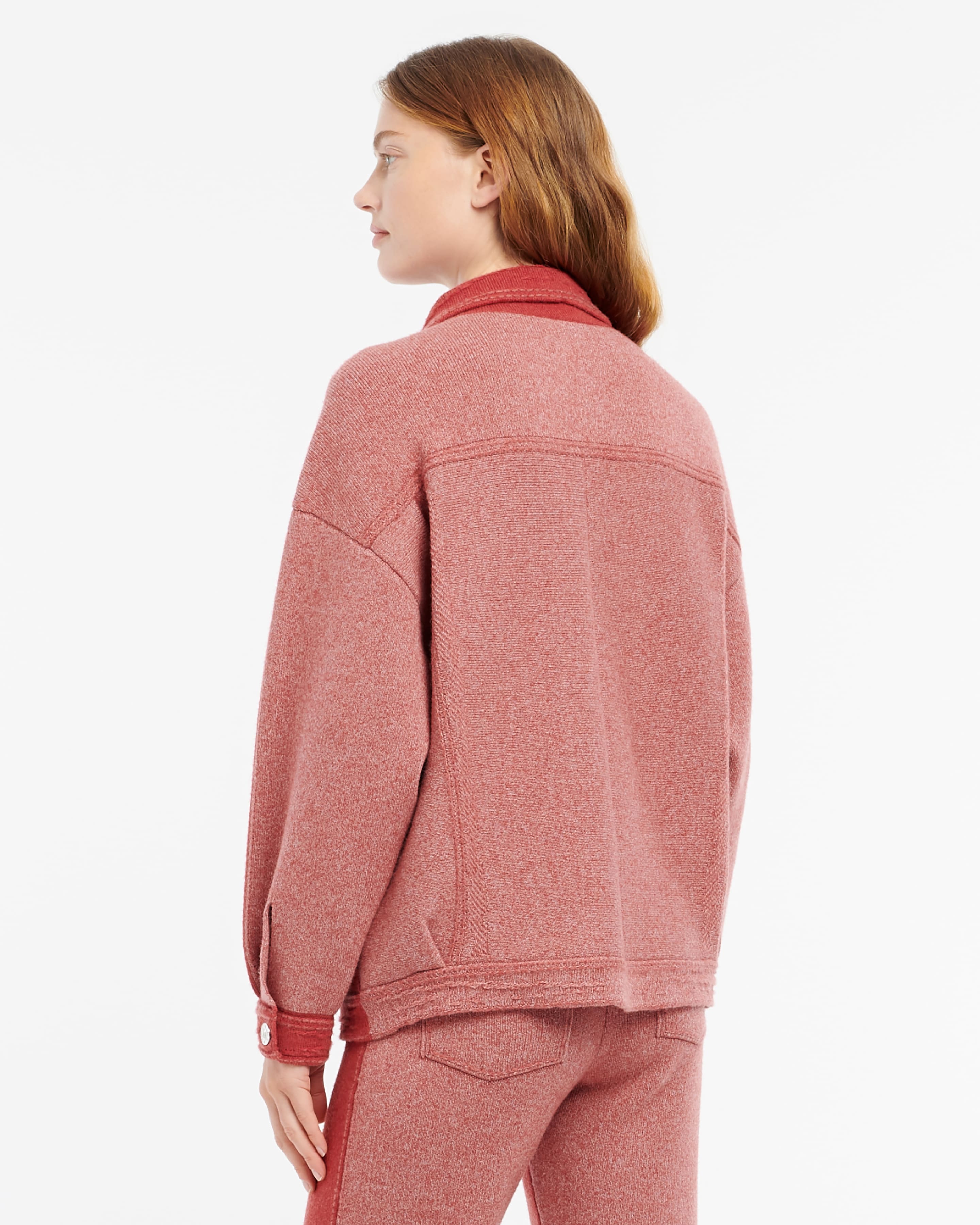 Denim patchwork oversized cashmere and cotton jacket – Barrie