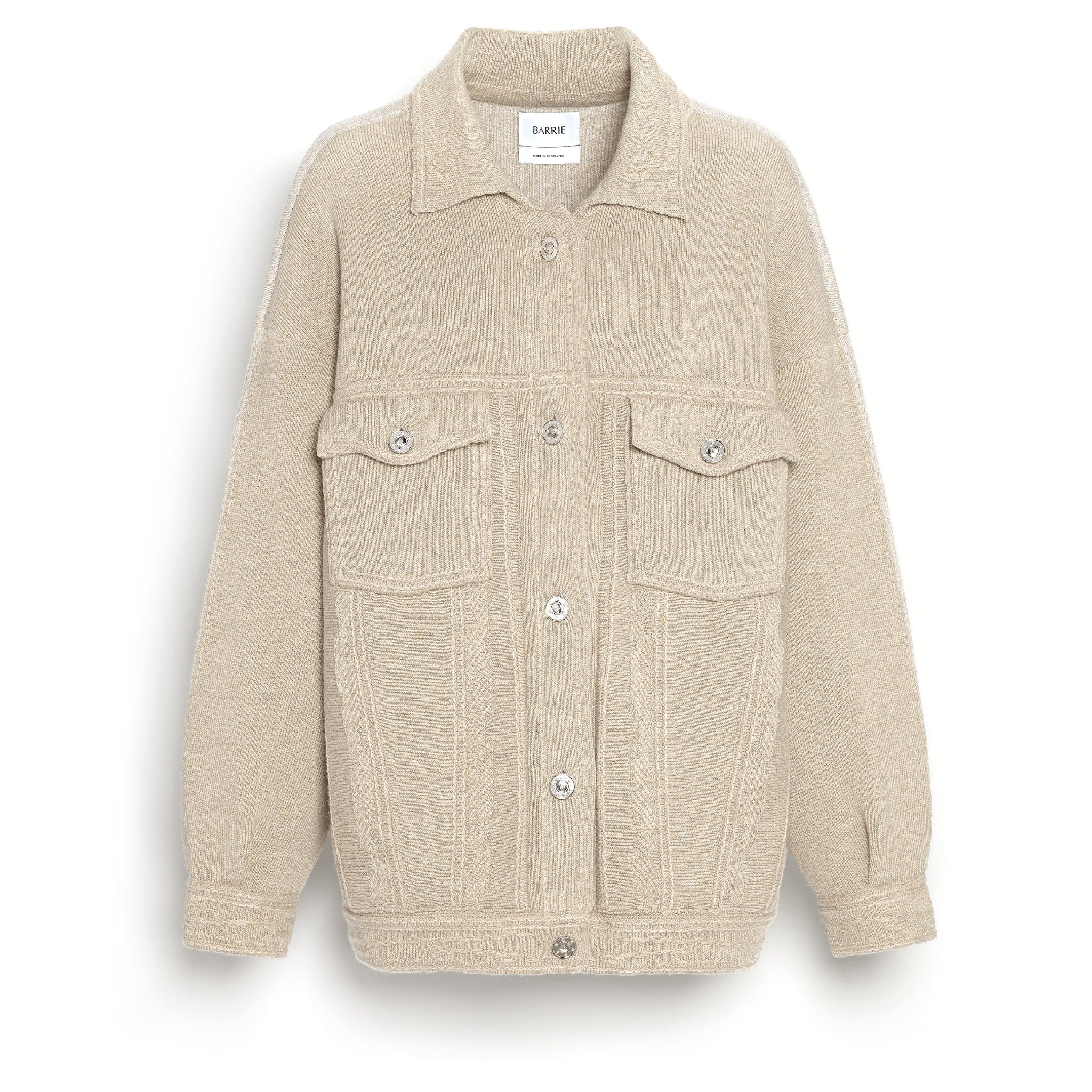 Denim patchwork oversized cashmere and cotton jacket | Barrie - Barrie