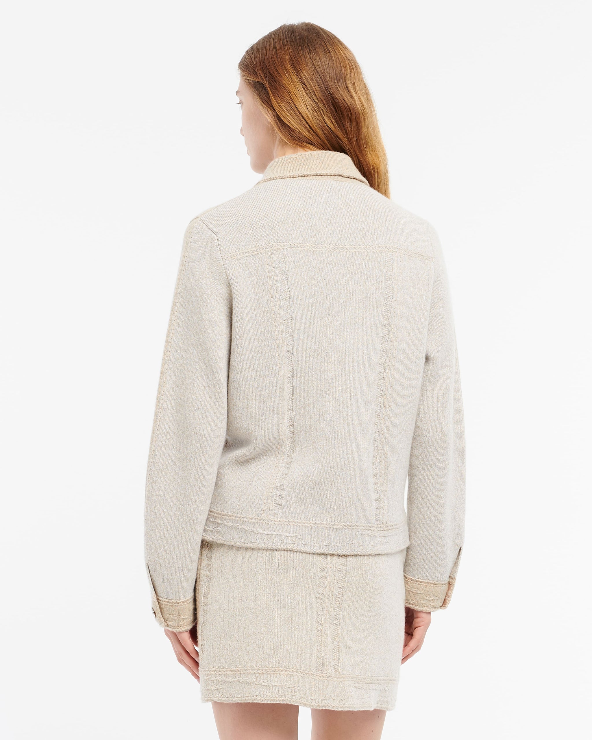 Veste Denim patchwork en cachemire et coton à coupe droite | Barrie - Barrie