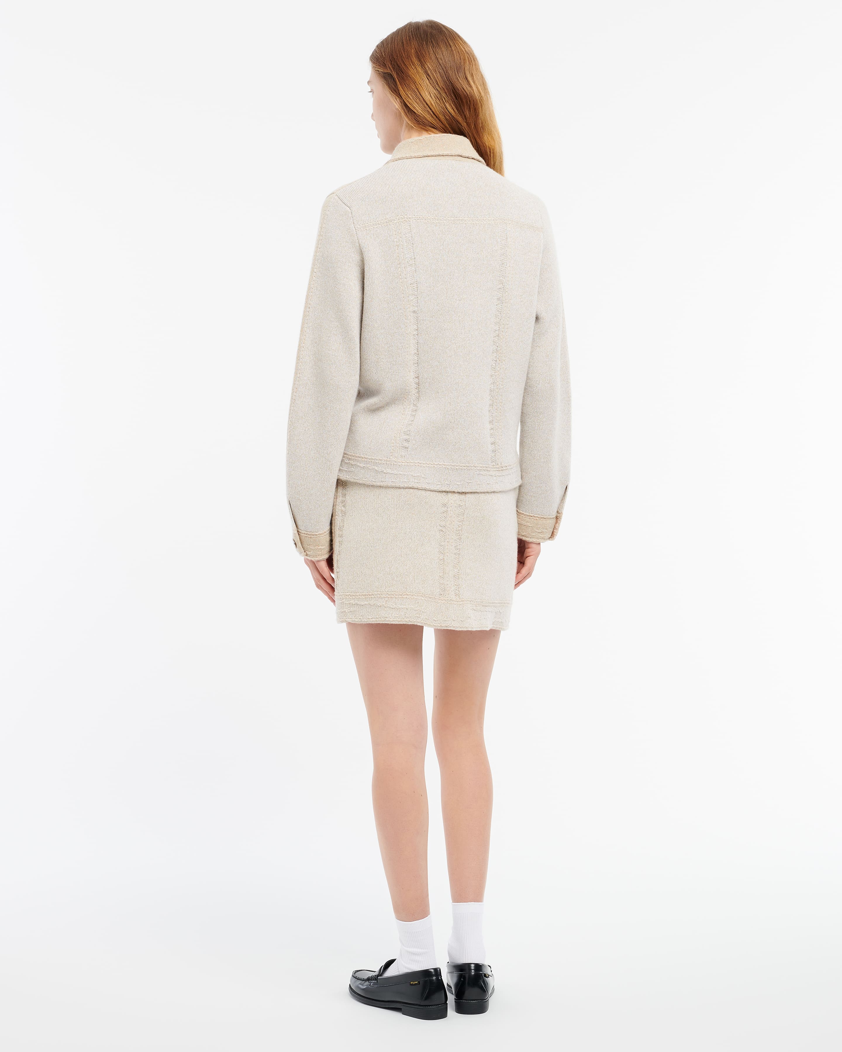 Denim patchwork regular cashmere and cotton jacket – Barrie