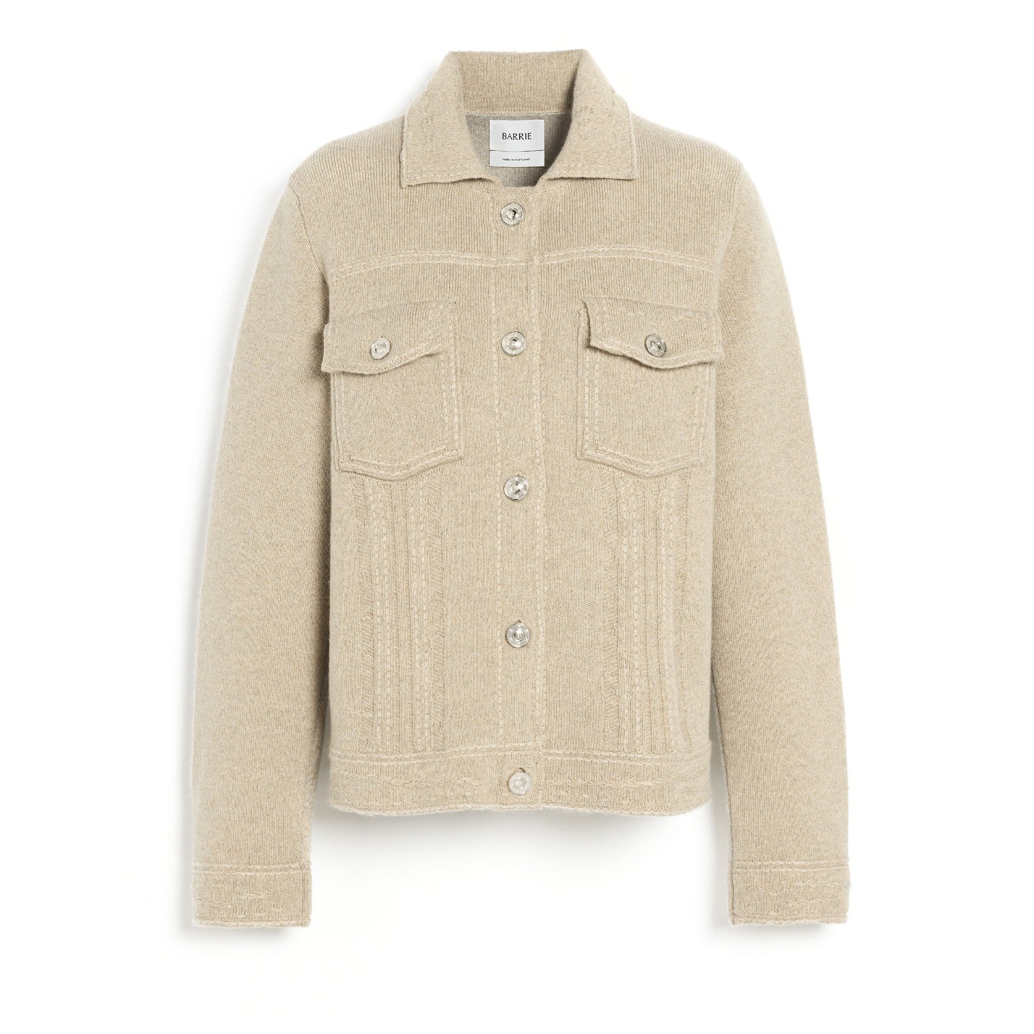 Denim patchwork regular cashmere and cotton jacket | Barrie - Barrie