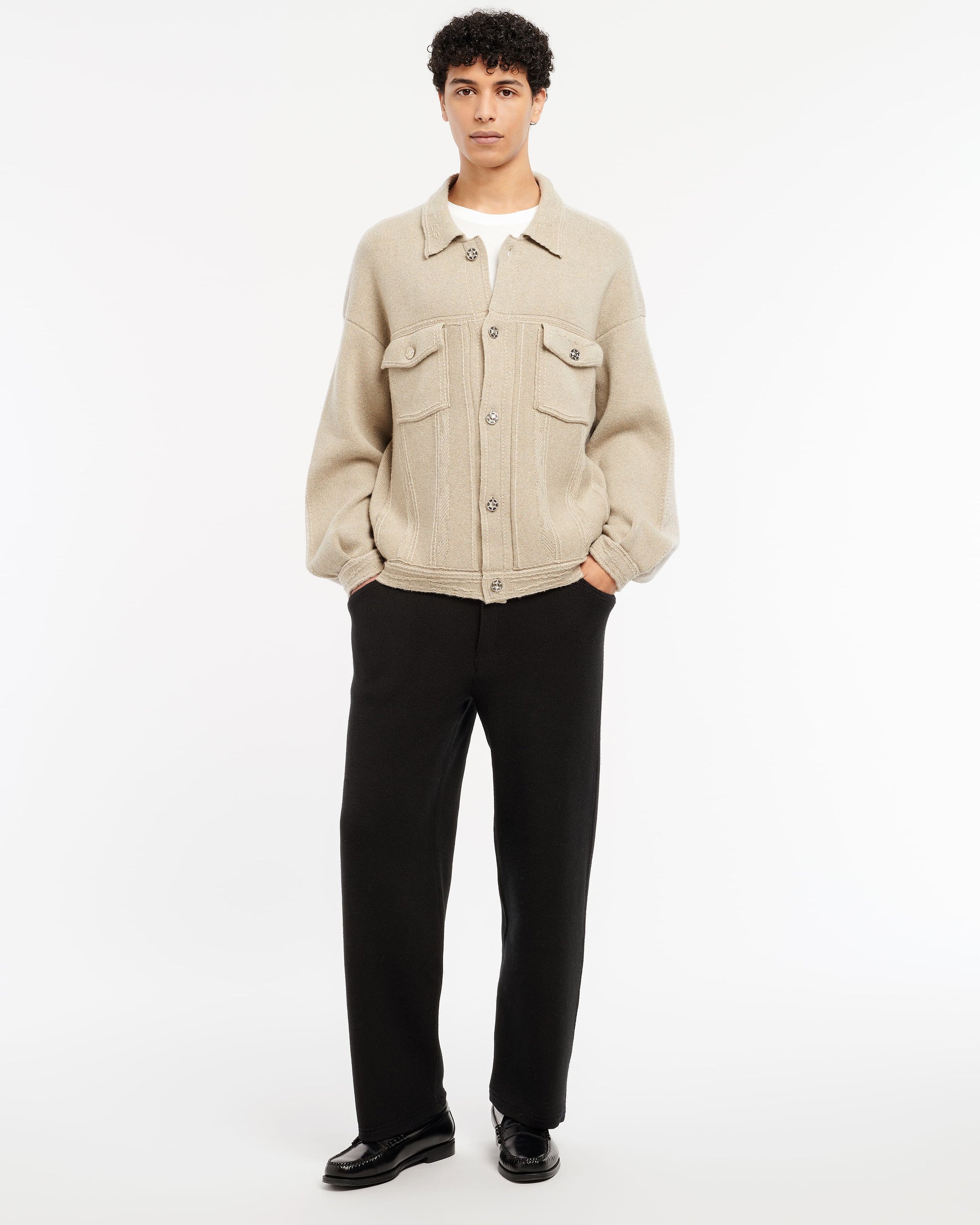 Denim oversized patchwork cashmere and cotton jacket | Barrie - Barrie