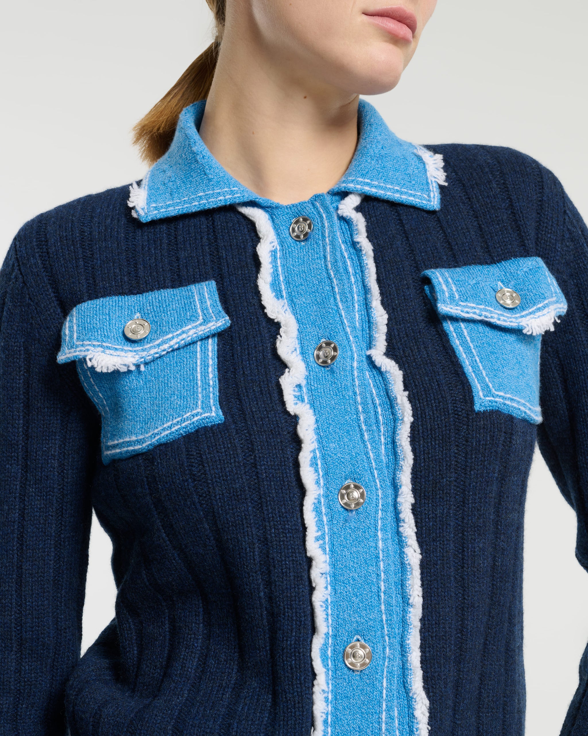 골지 니트 데님 재킷 | Barrie - Barrie