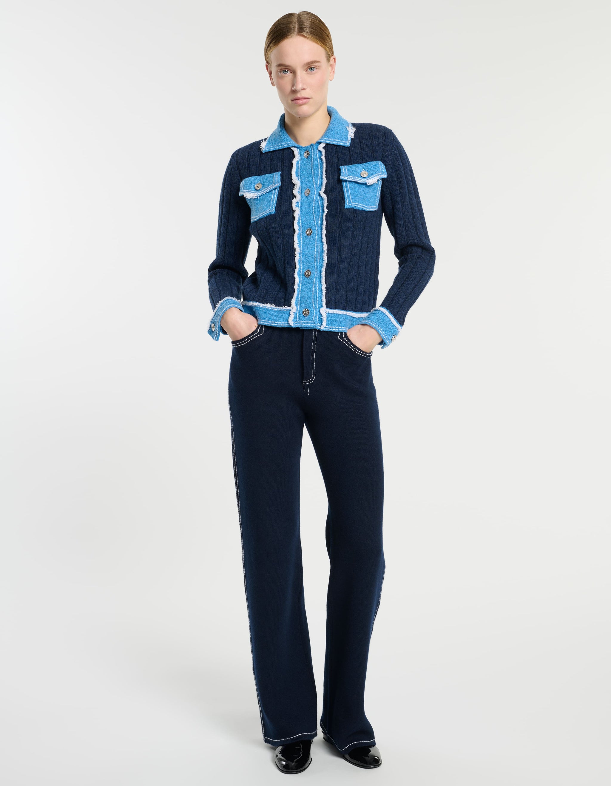 Denim jacket in ribbed knit | Barrie - Barrie