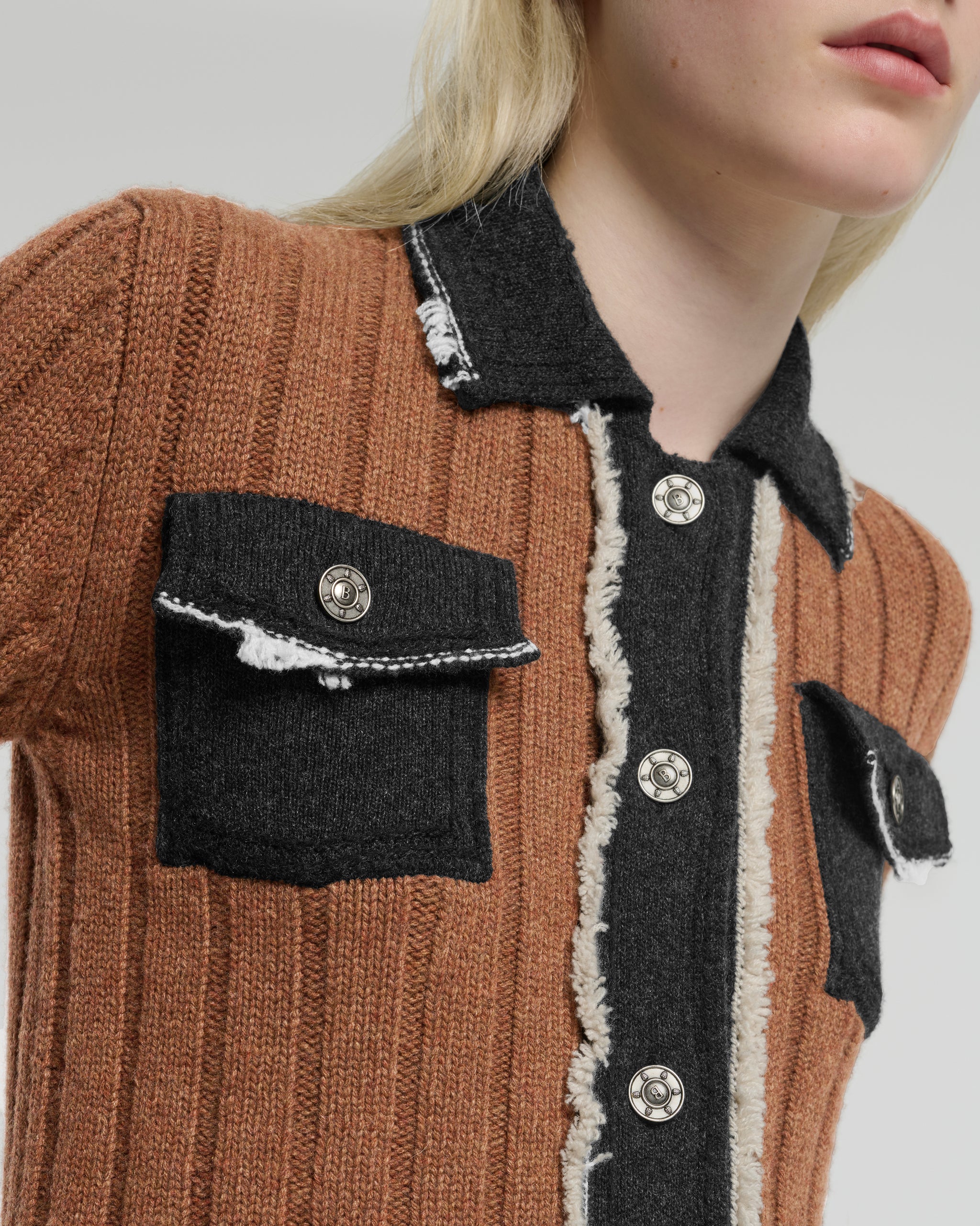 Denim jacket in ribbed knit | Barrie - Barrie