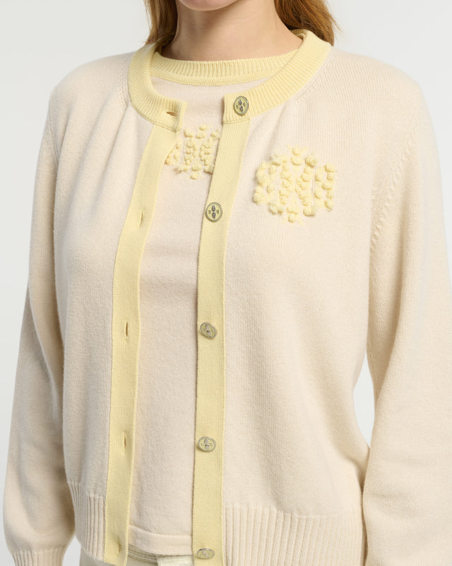 Marled cashmere cardigan with B logo | Barrie - Barrie
