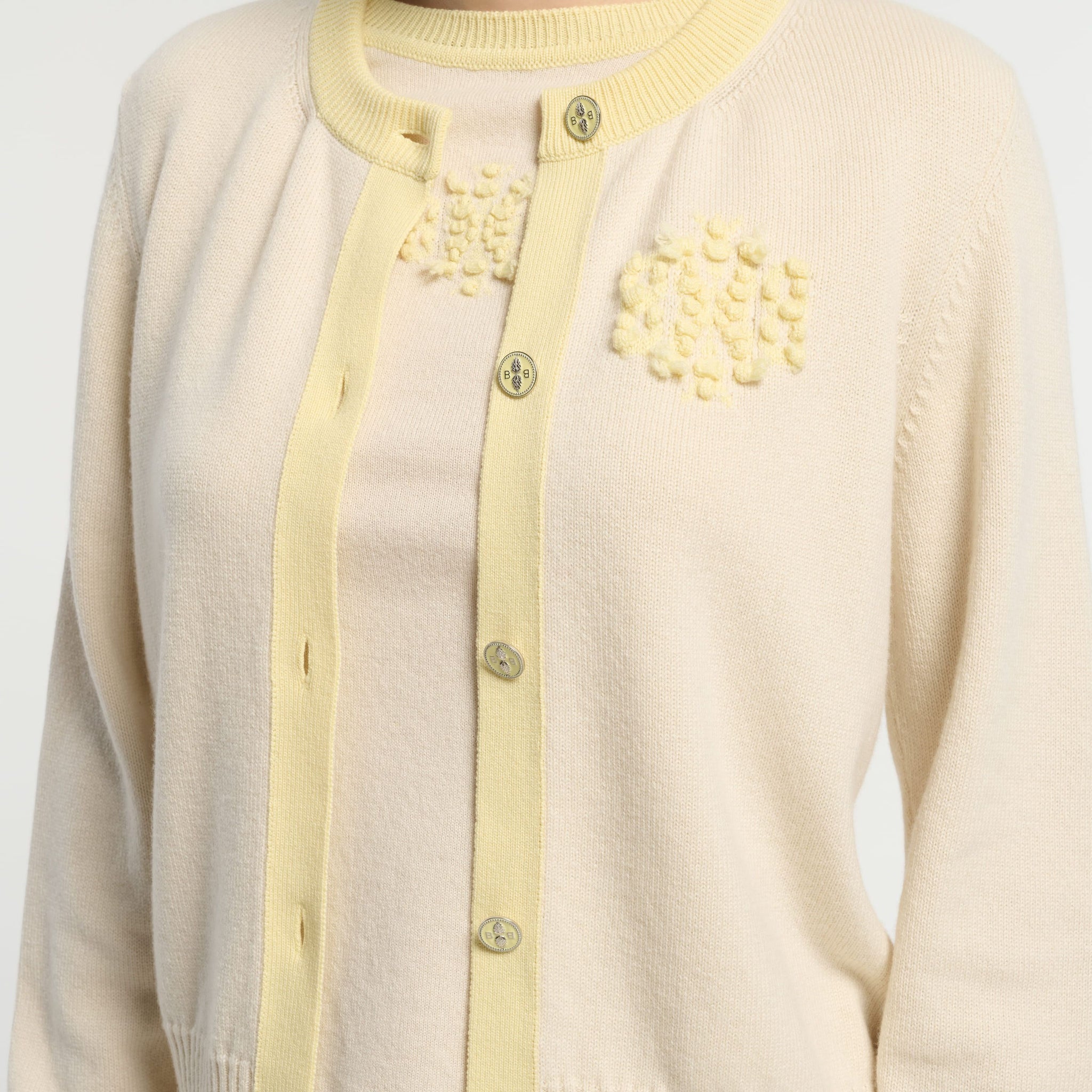 Cardigan en cachemire chiné logo B | Barrie - Barrie