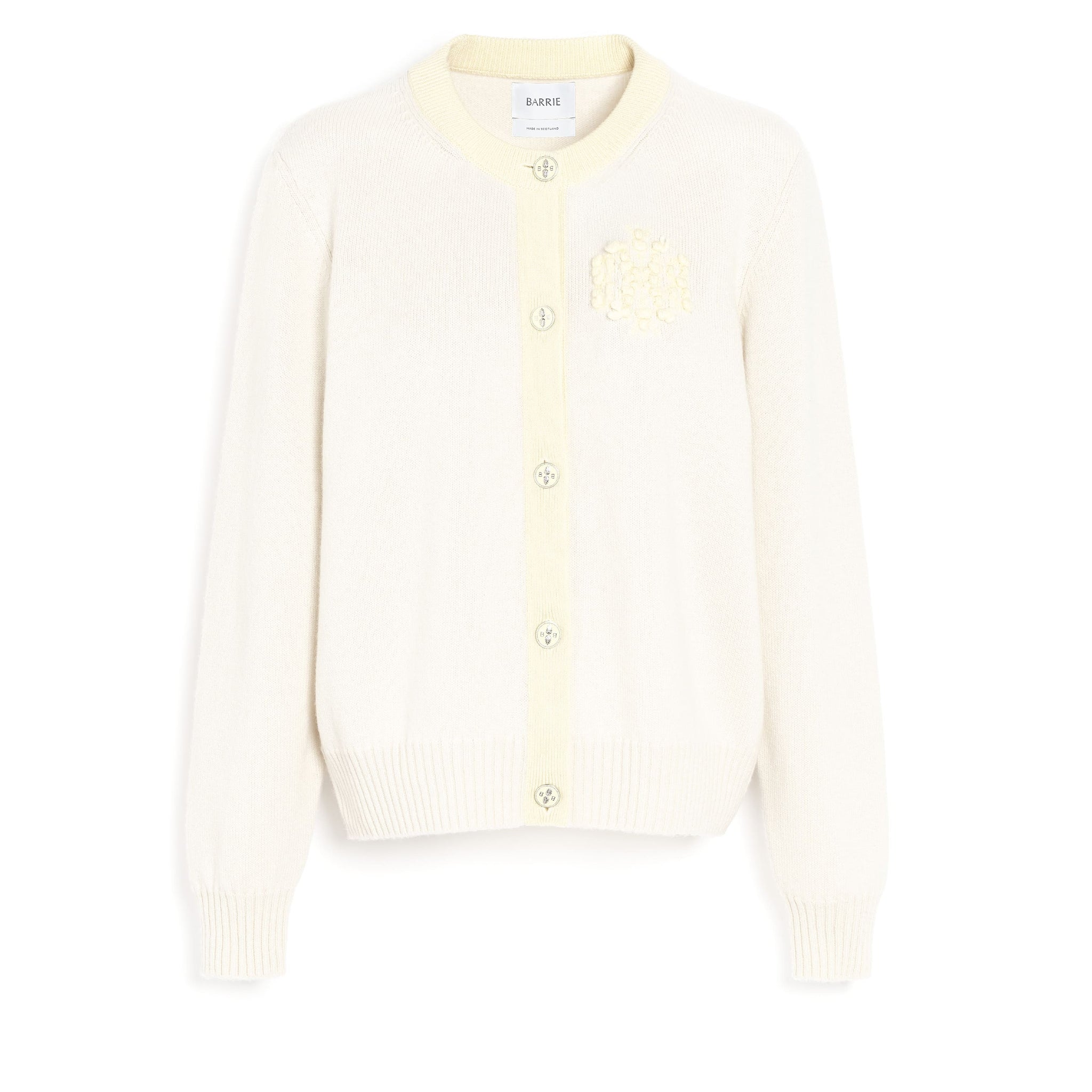 Marled cashmere cardigan with B logo - Barrie