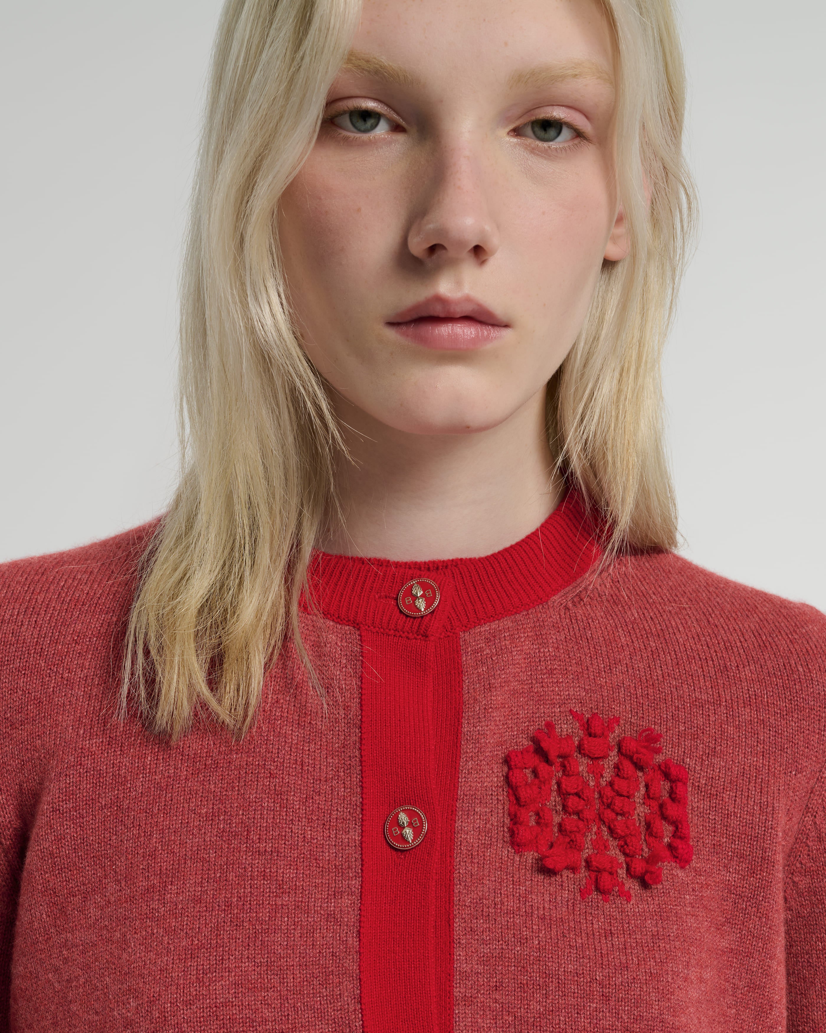 Marled cashmere cardigan with B logo – Barrie