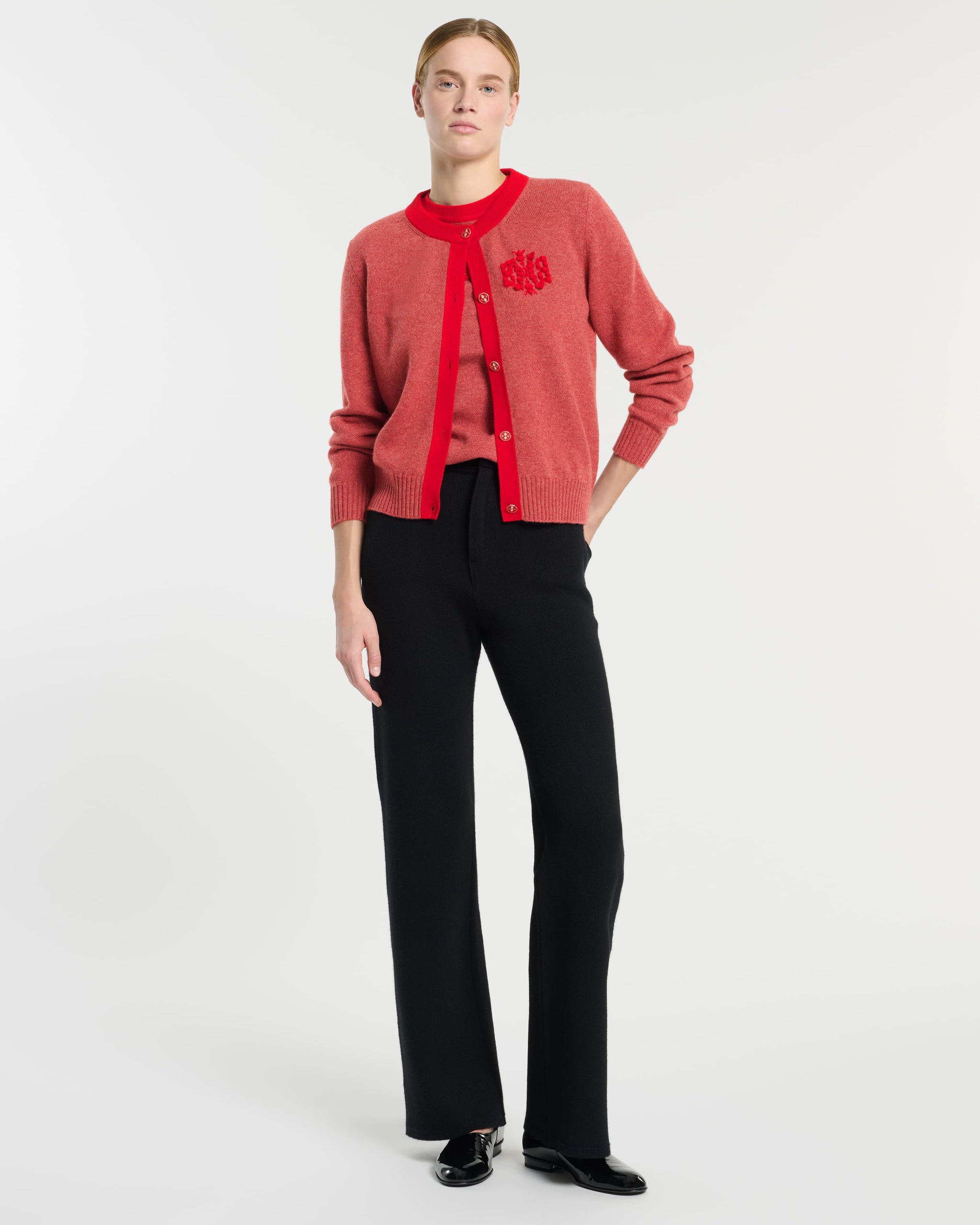 Cardigan en cachemire chiné logo B | Barrie - Barrie