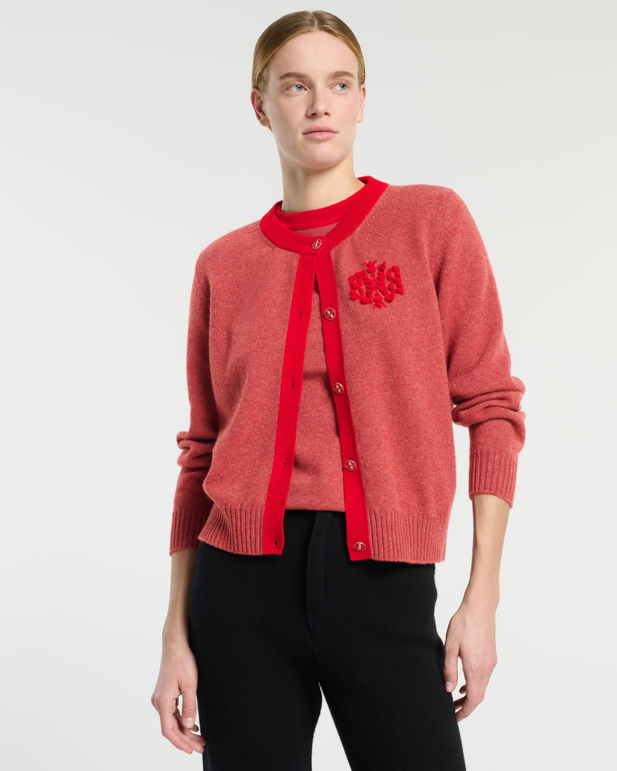 Marled cashmere cardigan with B logo | Barrie - Barrie