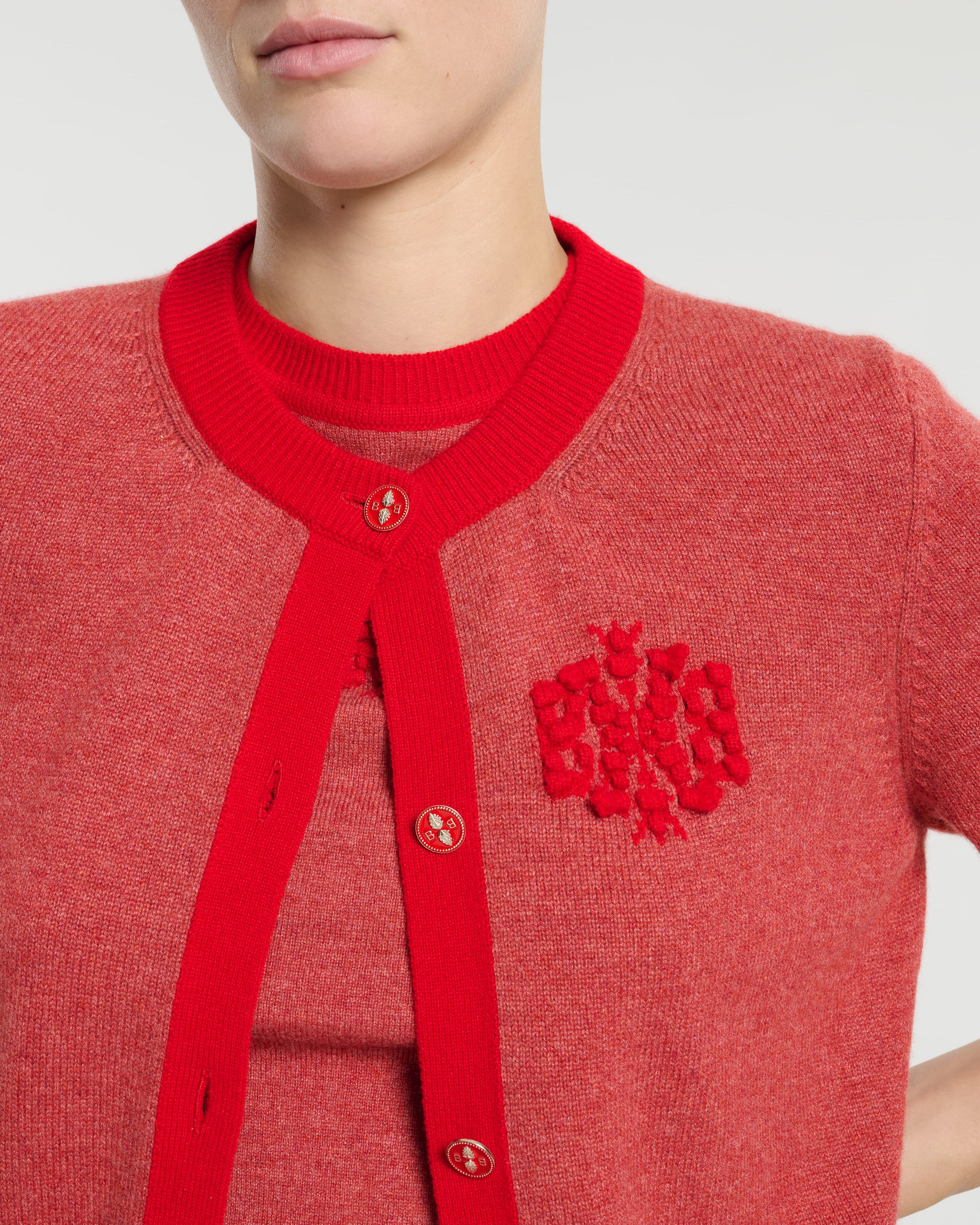 Marled cashmere cardigan with B logo | Barrie - Barrie