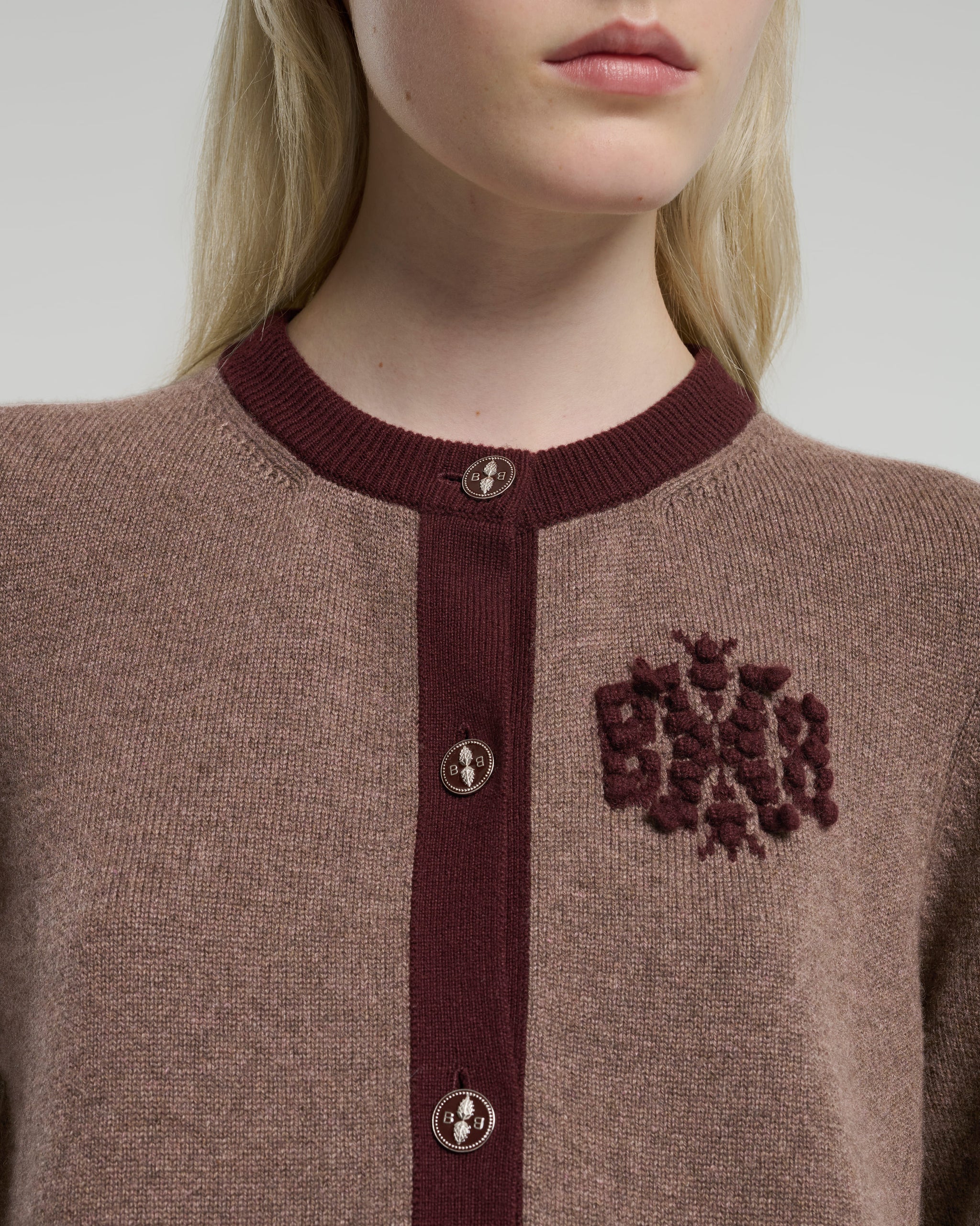 Marled cashmere cardigan with B logo | Barrie - Barrie