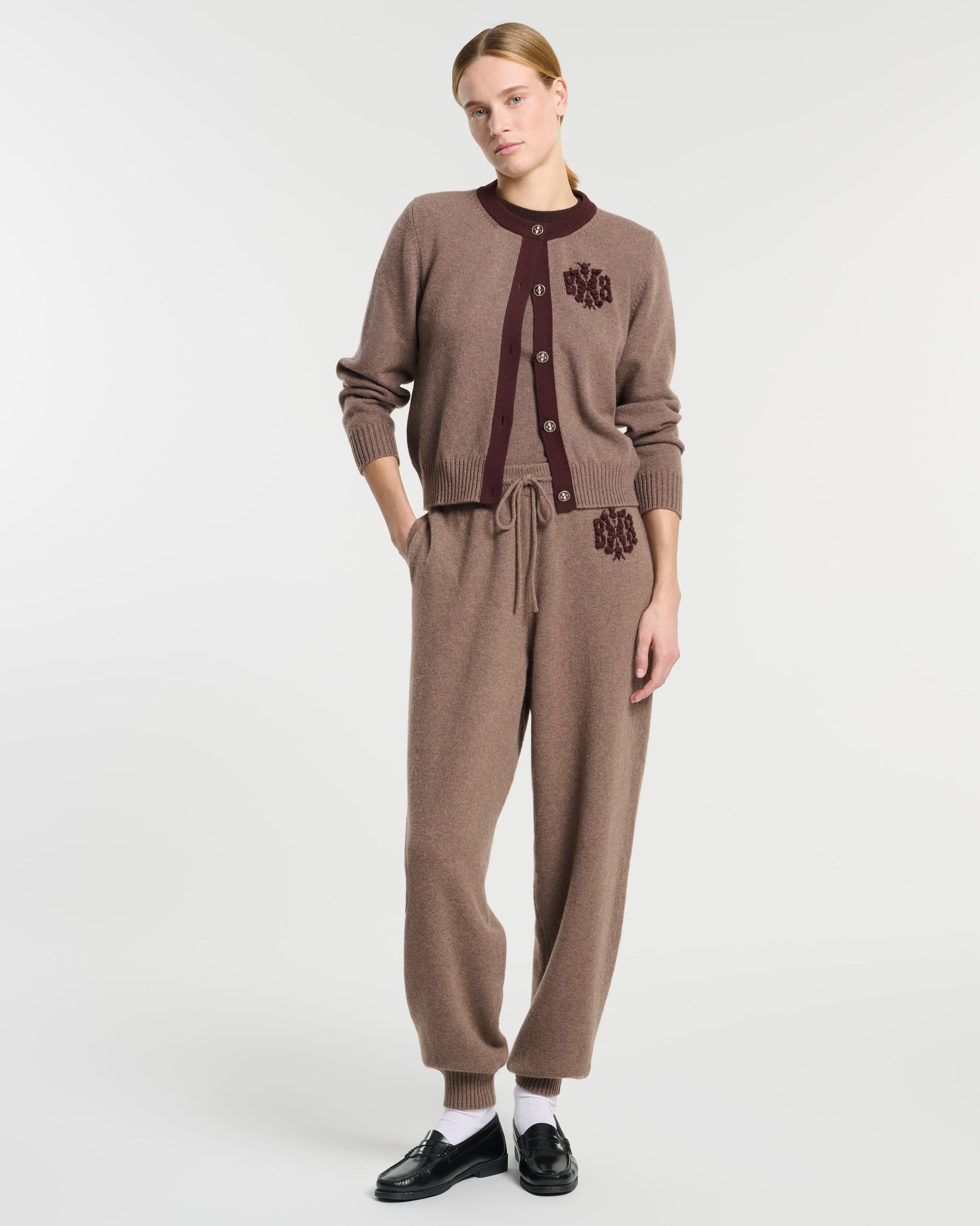 Marled cashmere cardigan with B logo | Barrie - Barrie