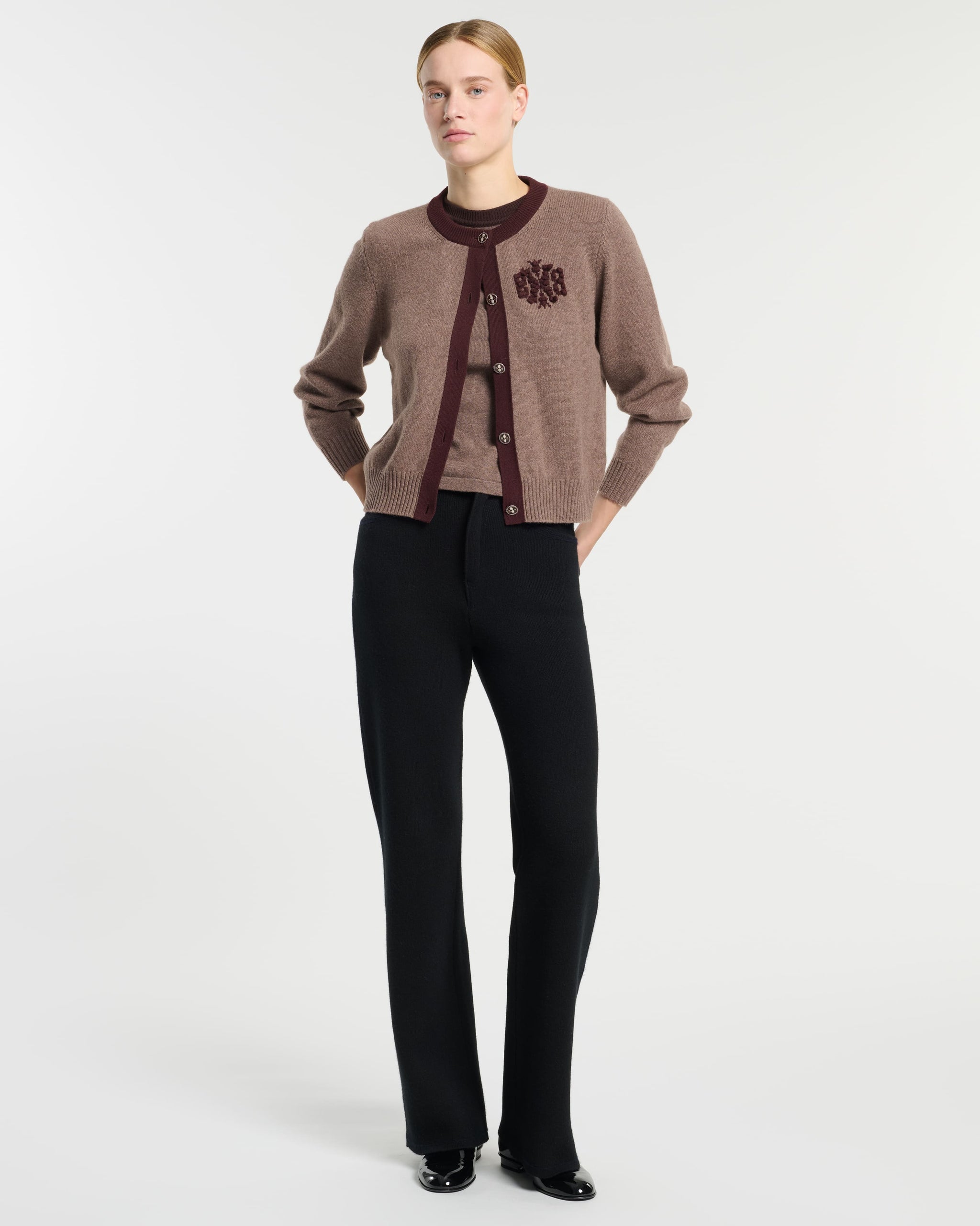 Cardigan en cachemire chiné logo B | Barrie - Barrie