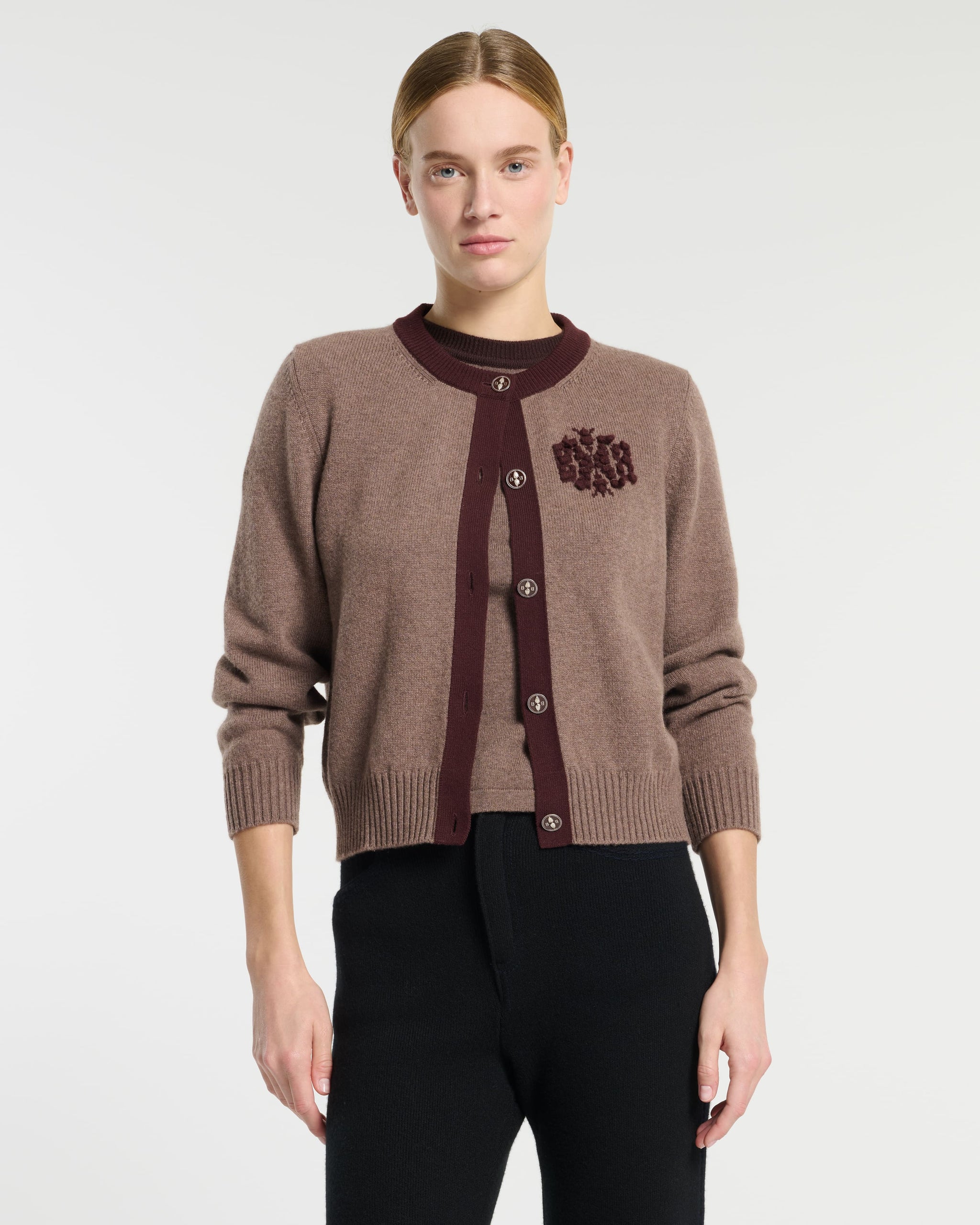 Cardigan en cachemire chiné logo B | Barrie - Barrie