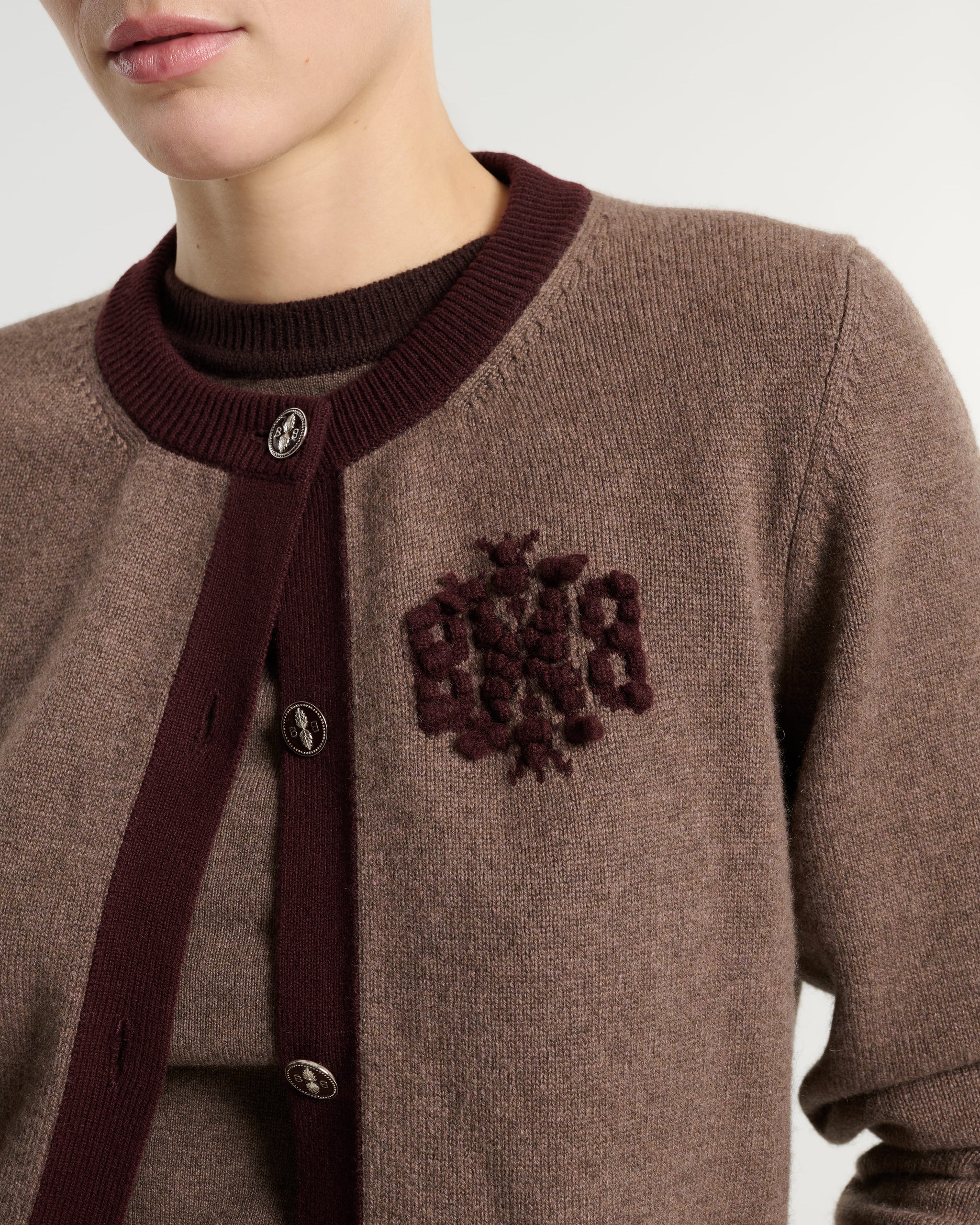 Marled cashmere cardigan with B logo | Barrie - Barrie