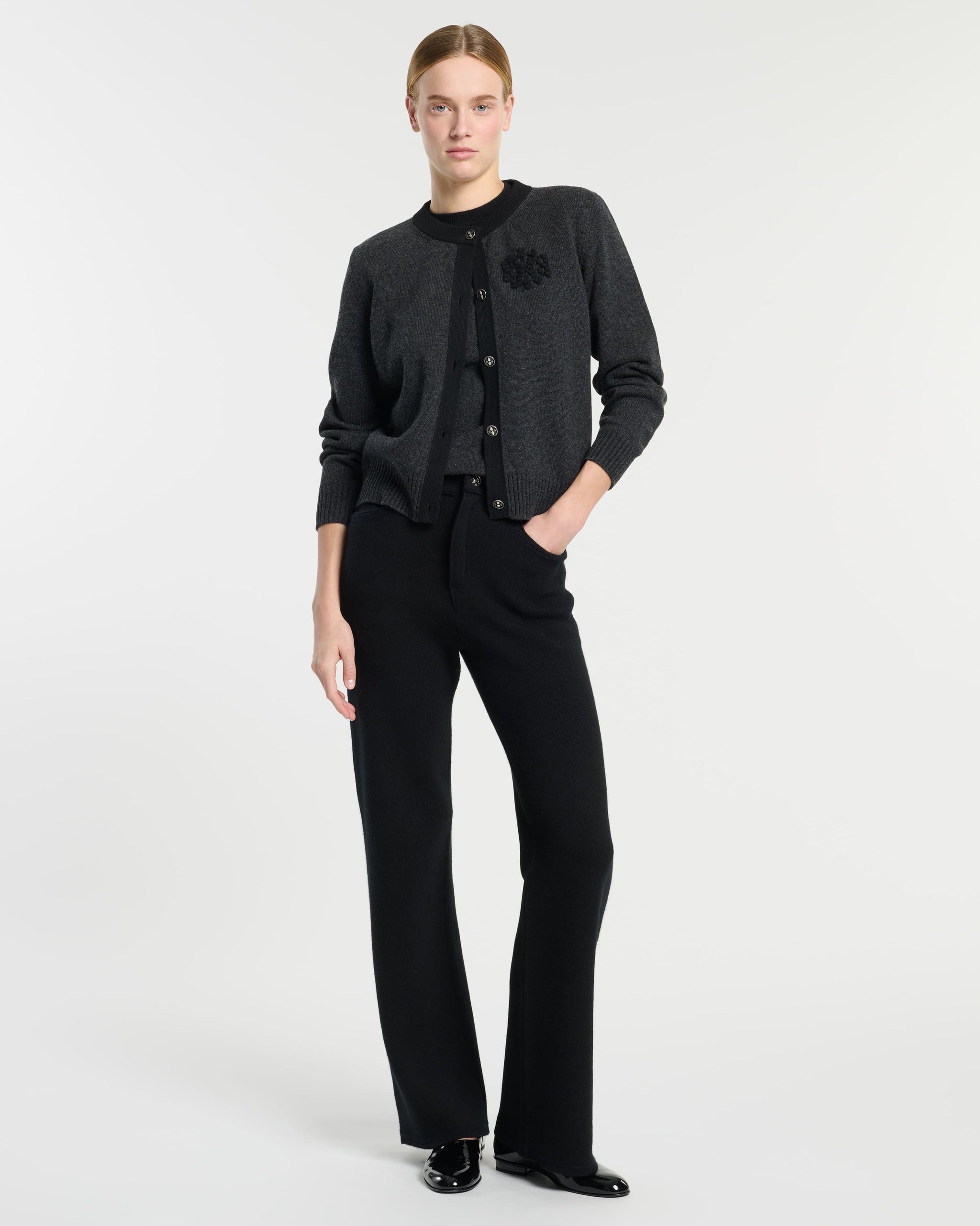 Cardigan en cachemire chiné logo B | Barrie - Barrie