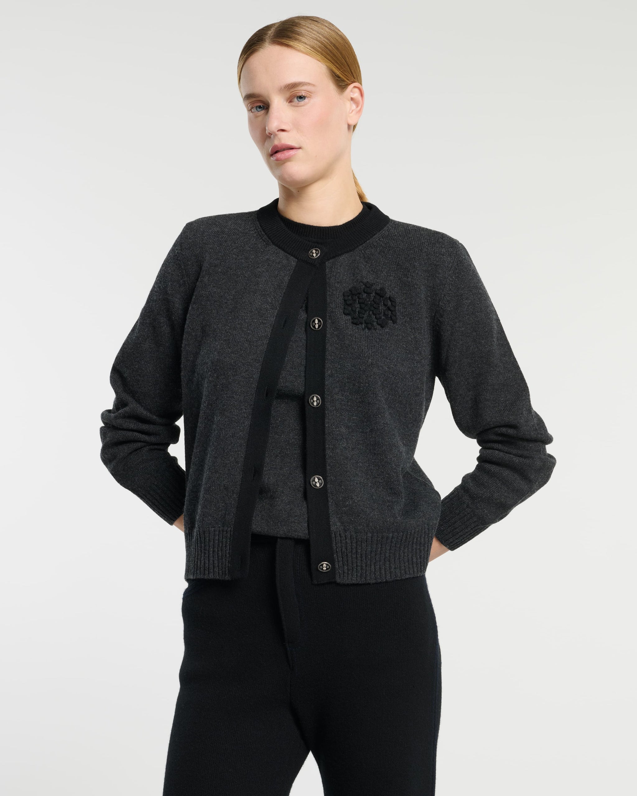 Cardigan en cachemire chiné logo B | Barrie - Barrie